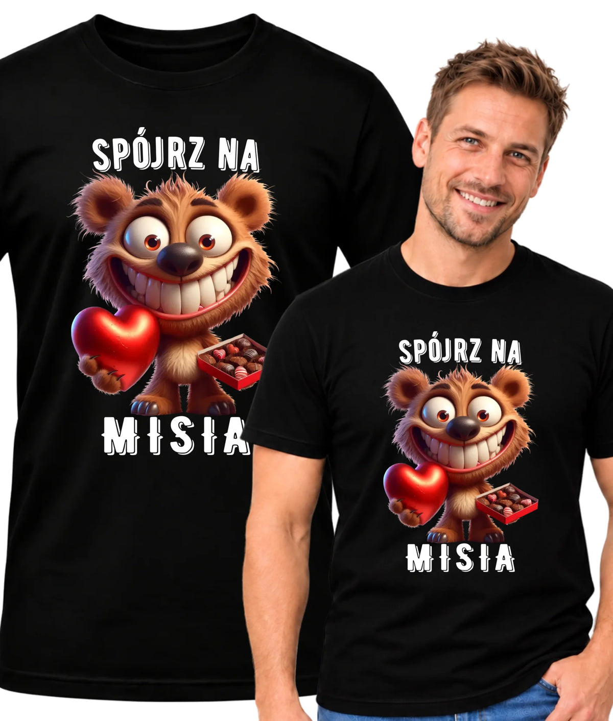 Koszulka męska na Walentynki - Spójrz na Misia W31