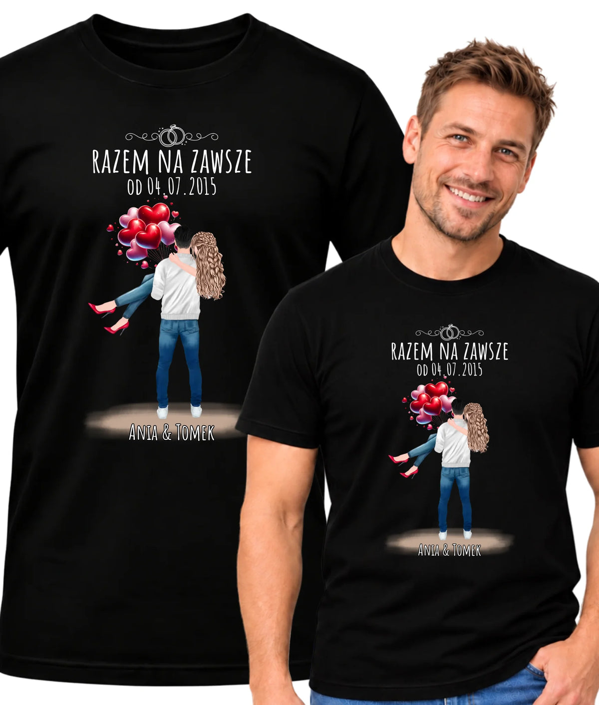 Koszulka męska dla par na rocznicę - Razem na zawsze - personalizowana W14