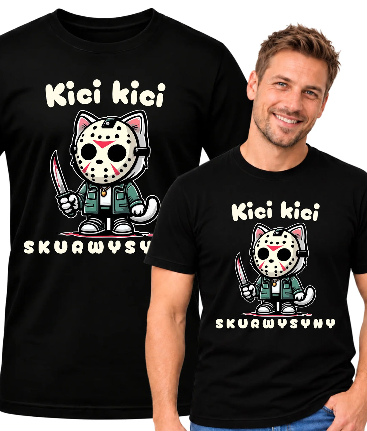 Koszulka męska na Halloween - Kici kici sk*rwysyny - bez cenzury HL28