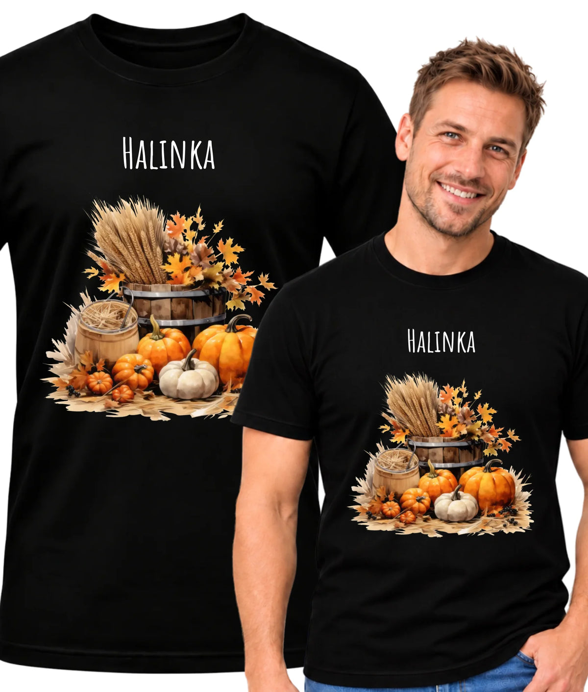 Koszulka męska jesienna z imieniem - Harvest Vibes