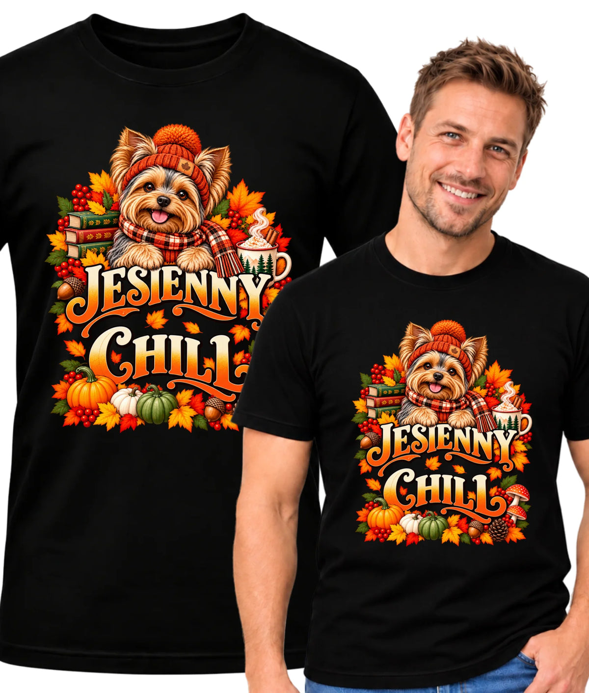 Koszulka męska - Jesienny Chill z Yorkiem