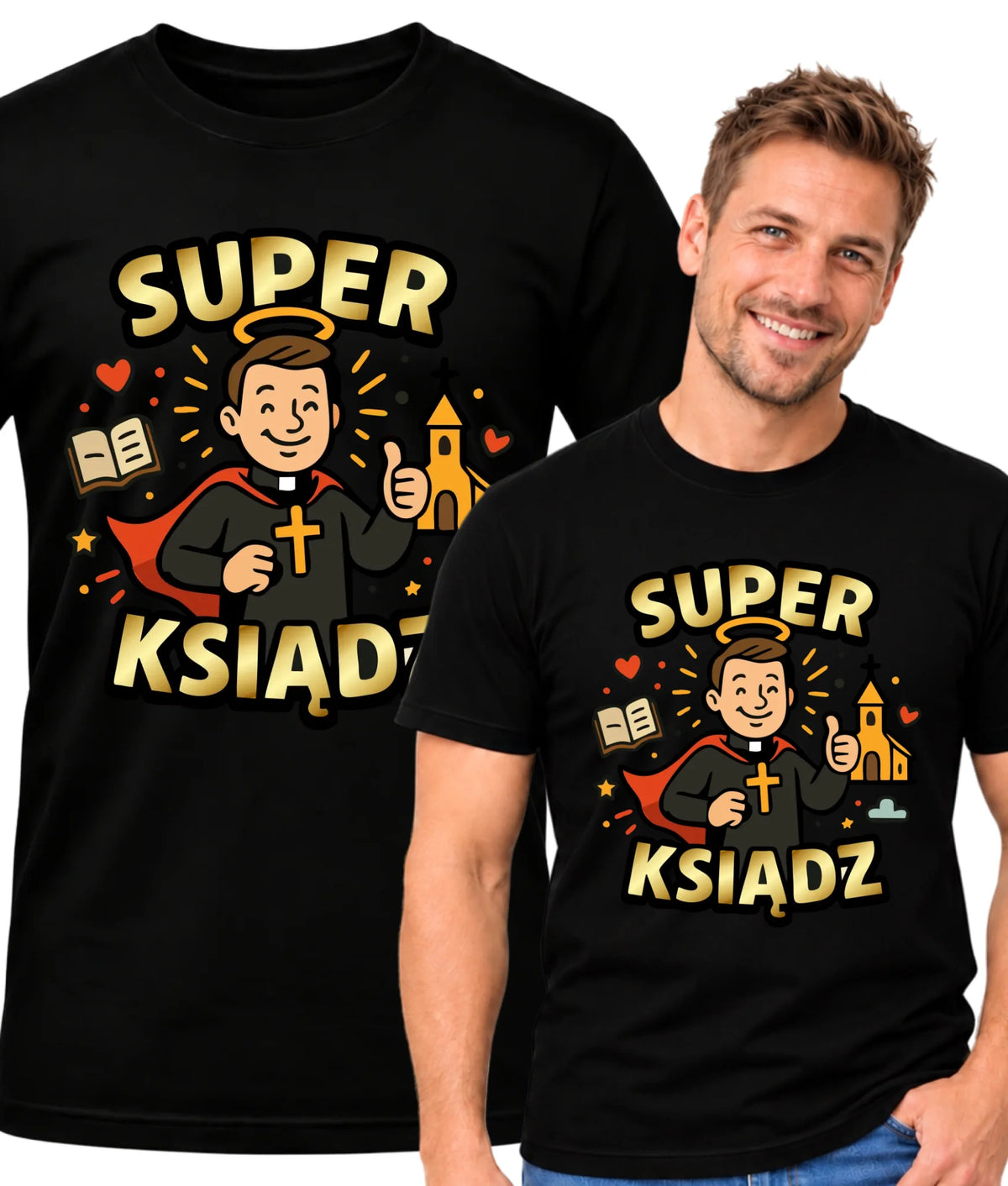 Koszulka męska dla księdza - Super Ksiądz N37