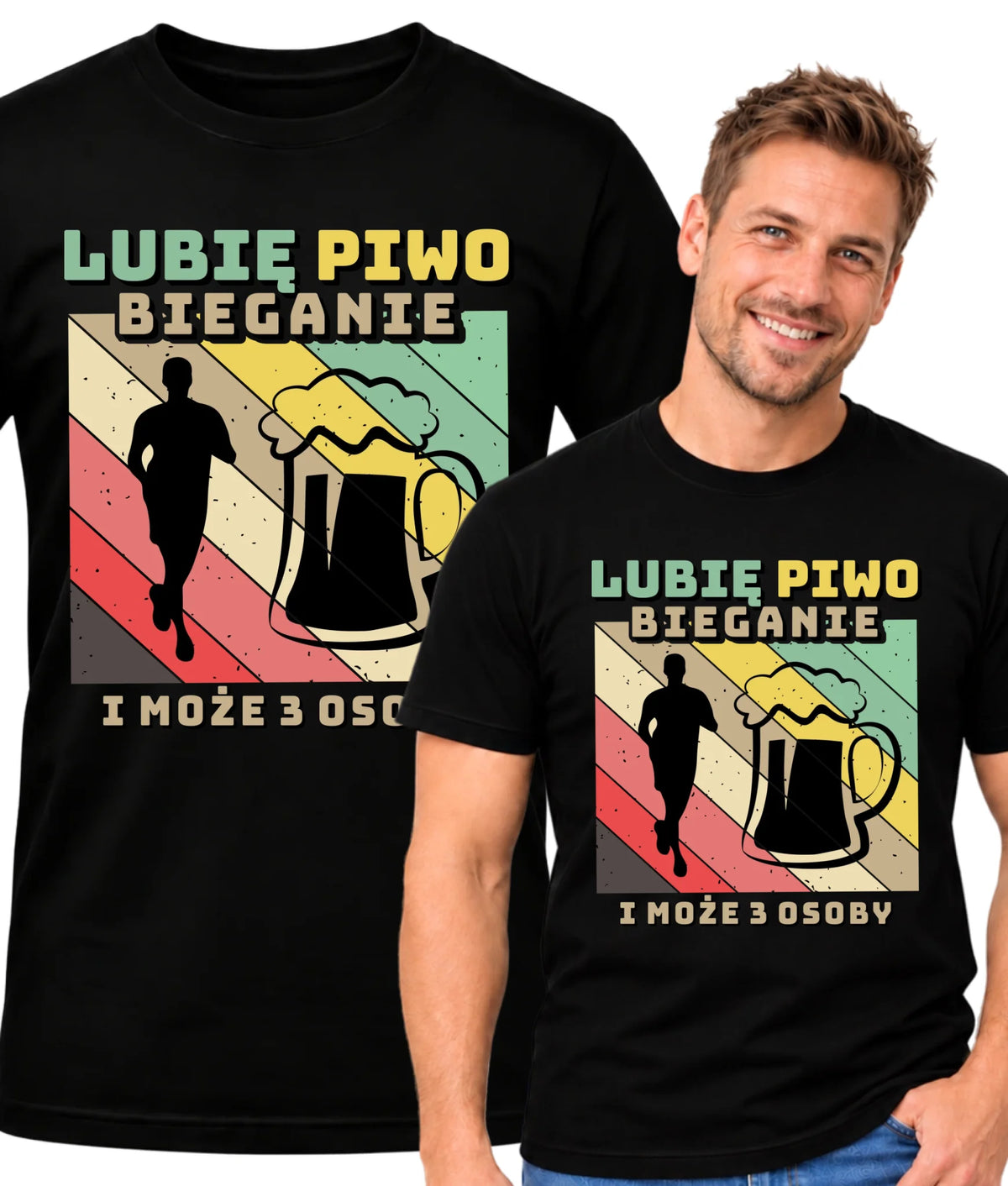 Koszulka męska dla biegacza - Lubię piwo bieganie HB01