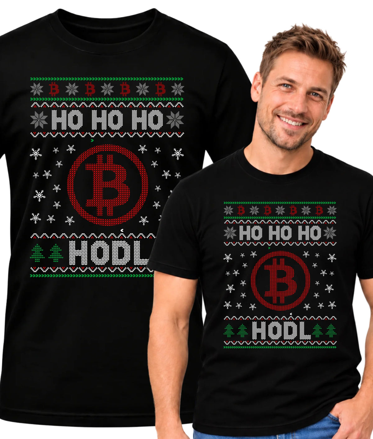 Koszulka męska świąteczna - Bitcoin - Ho Ho hodl BN103