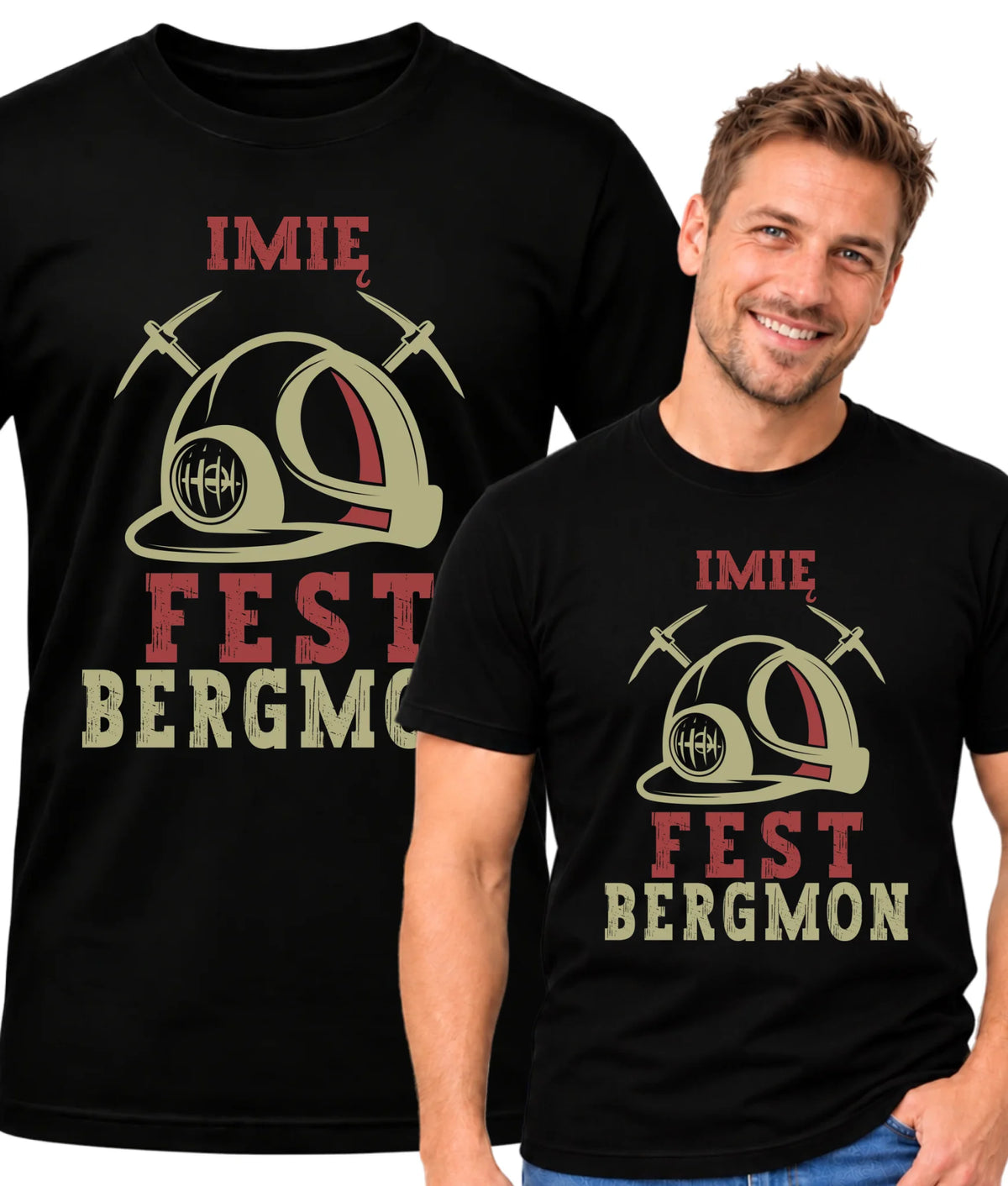 Koszulka męska z imieniem dla górnika - Fest Bergmon