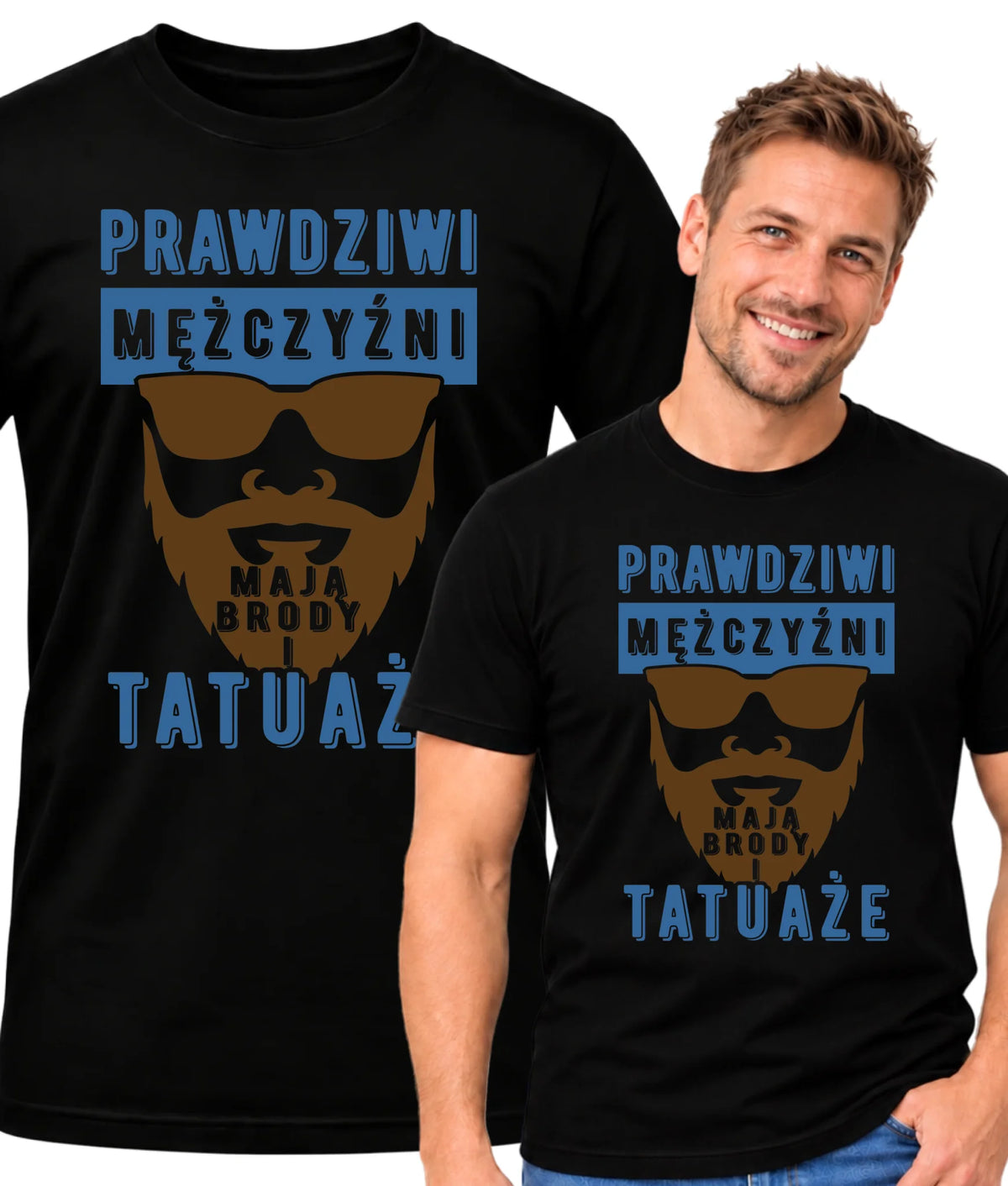 Koszulka męska - Prezent dla faceta - Prawdziwi mężczyźni mają brody i tatuaże DCH22