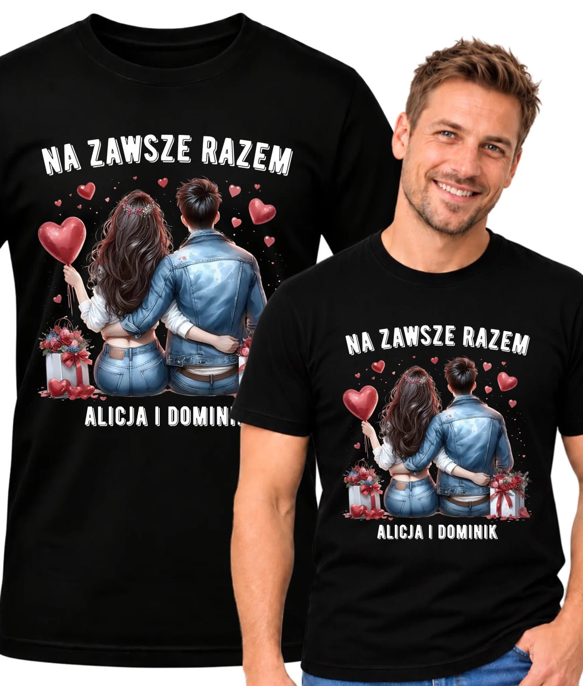 Koszulka męska dla par - Na zawsze razem - personalizowana W07