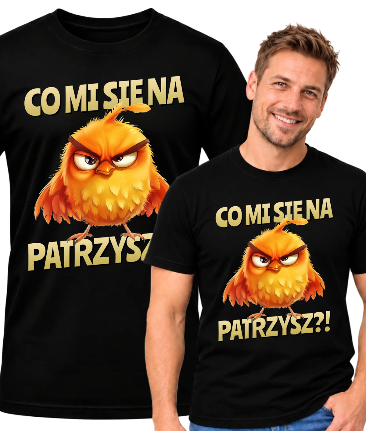 Śmieszna koszulka męska - Prezent dla chłopaka kolegi - Co mi się na ptaka patrzysz DCH24