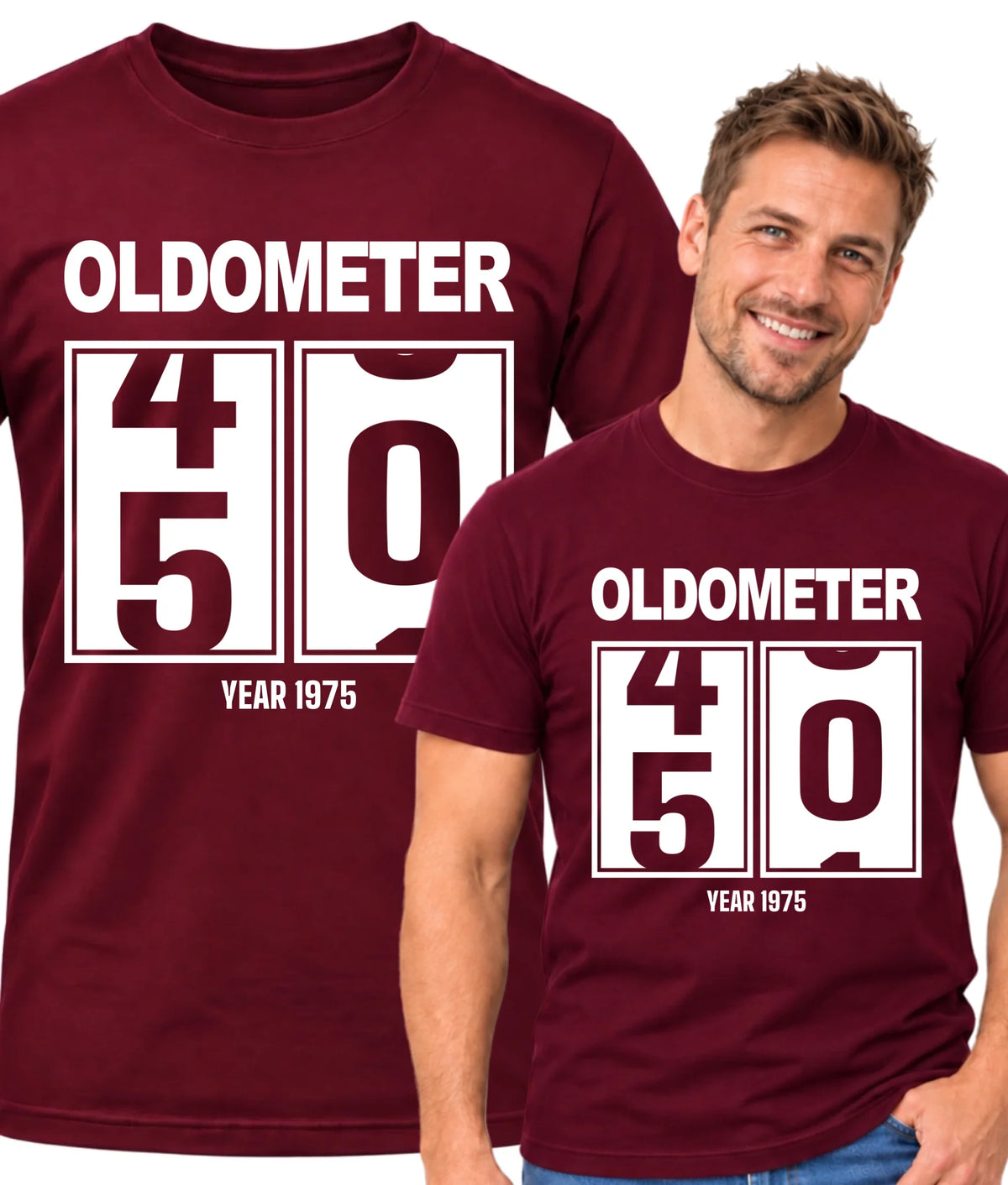 Koszulka męska na urodziny - Oldometer wybierz wiek 20-85 lat