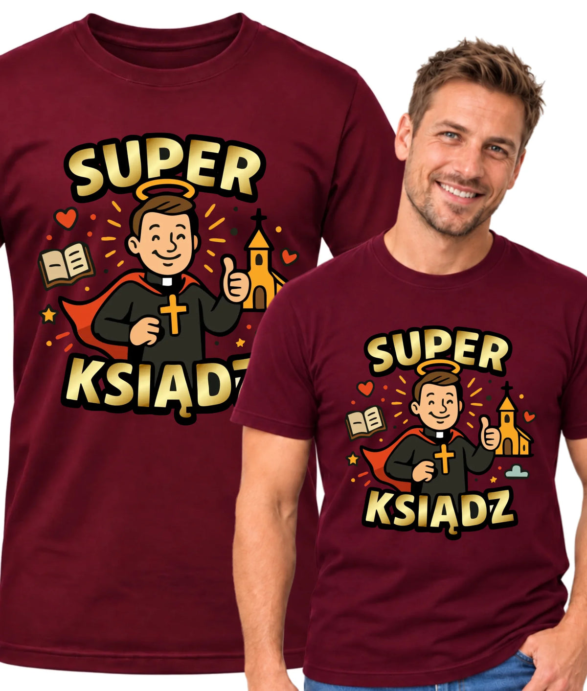 Koszulka męska dla księdza - Super Ksiądz N37