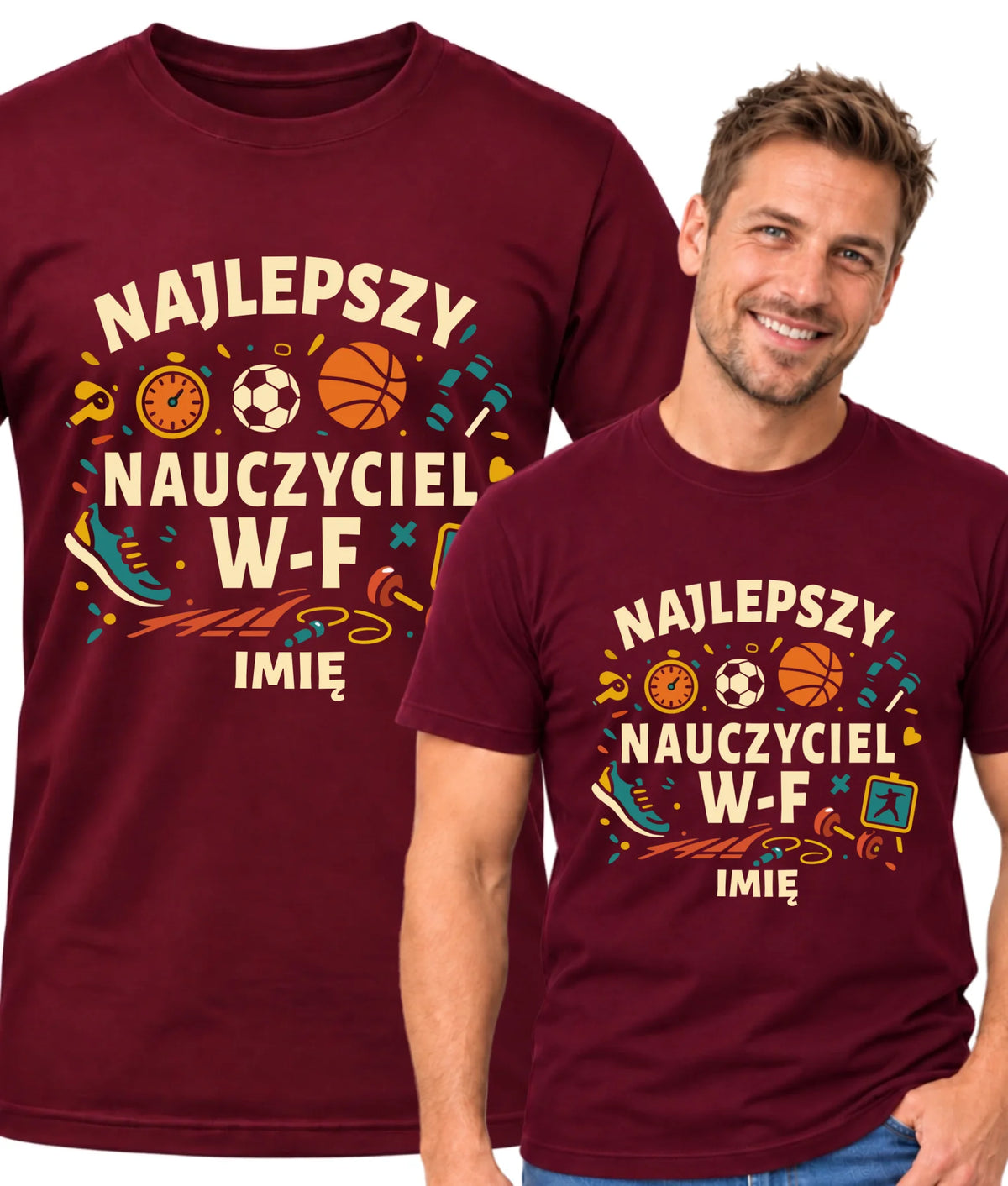 Koszulka dla nauczyciela wychowania fizycznego W-F - personalizowana N50