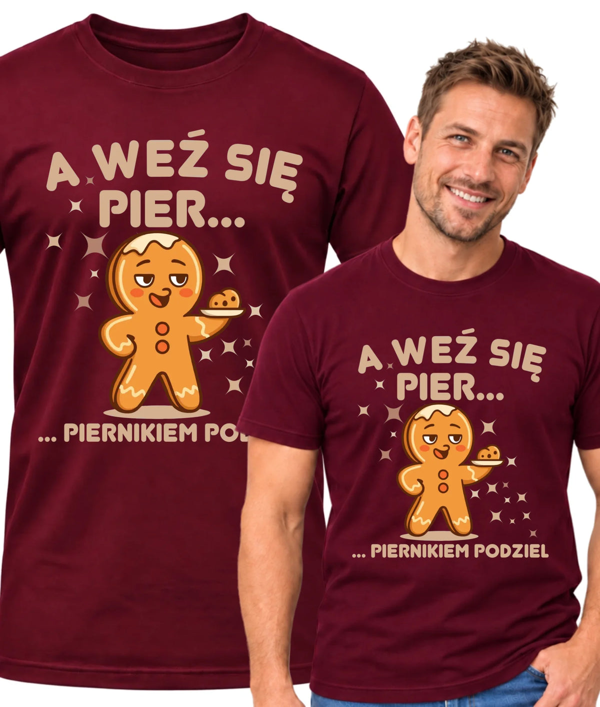 Koszulka męska świąteczna - Piernik A weź się pier... piernikiem podziel BN87
