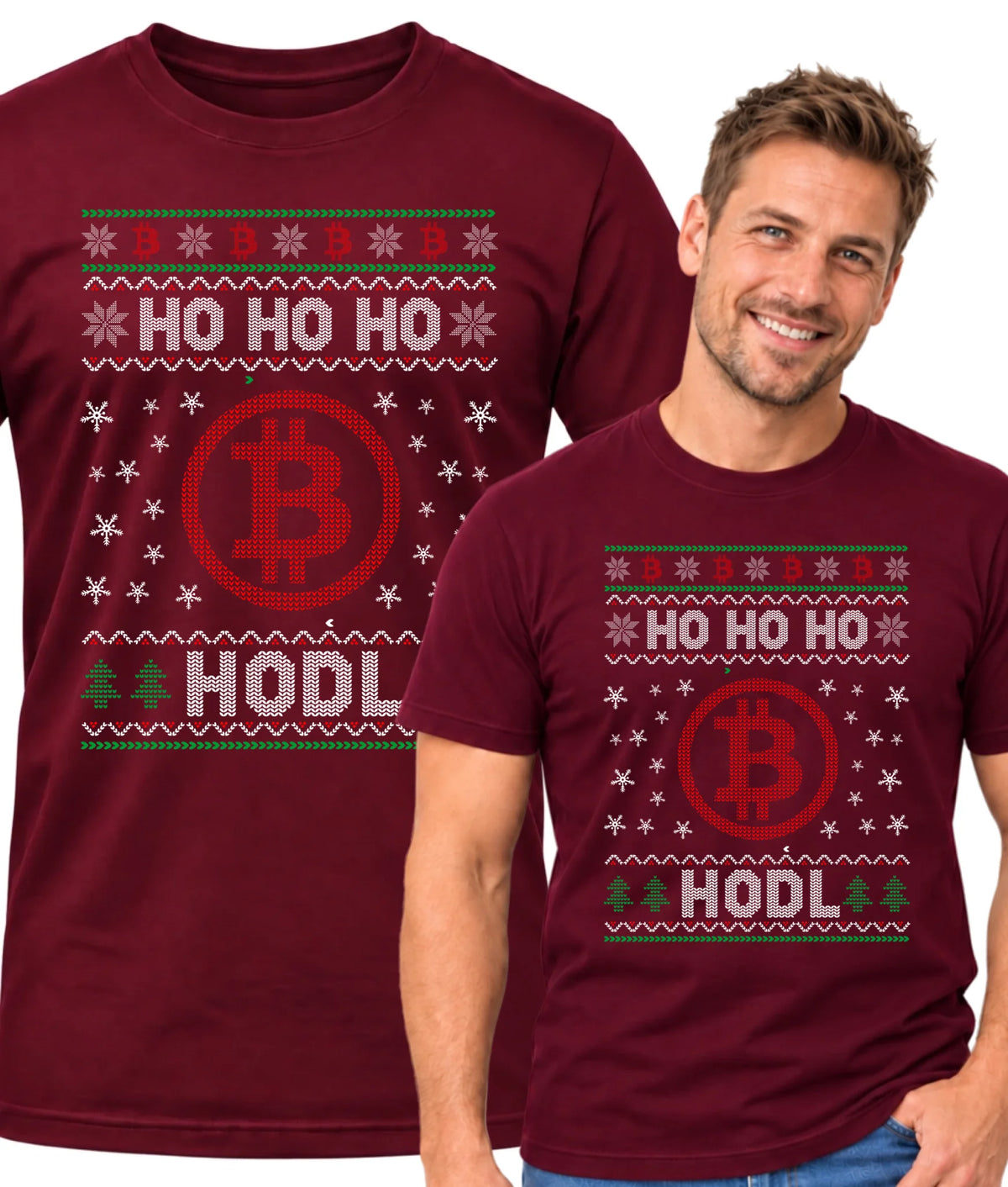 Koszulka męska świąteczna - Bitcoin - Ho Ho hodl BN103