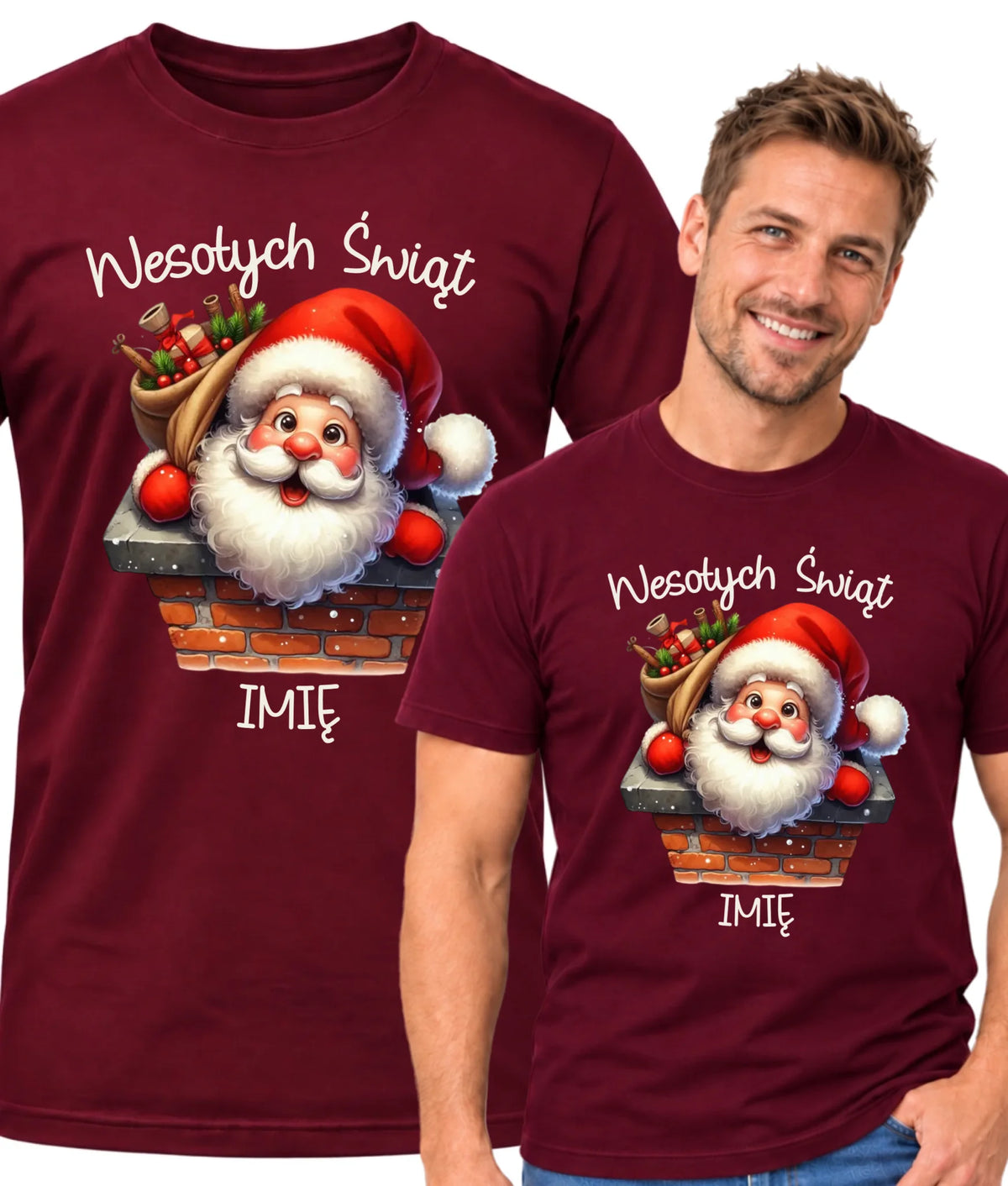 Koszulka męska świąteczna - prezent na Mikołajki Mikołaj - personalizowana BN08