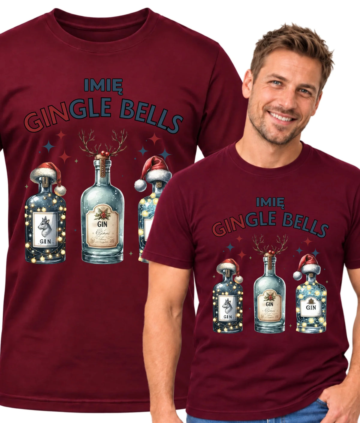 Koszulka męska świąteczna - Gin Gingle bells - personalizowana BN68