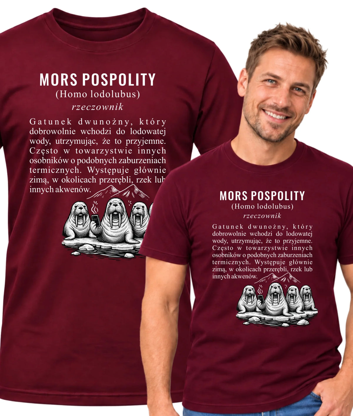 Koszulka męska - prezent dla morsa - Mors pospolity [Homo lodolubus] HM12