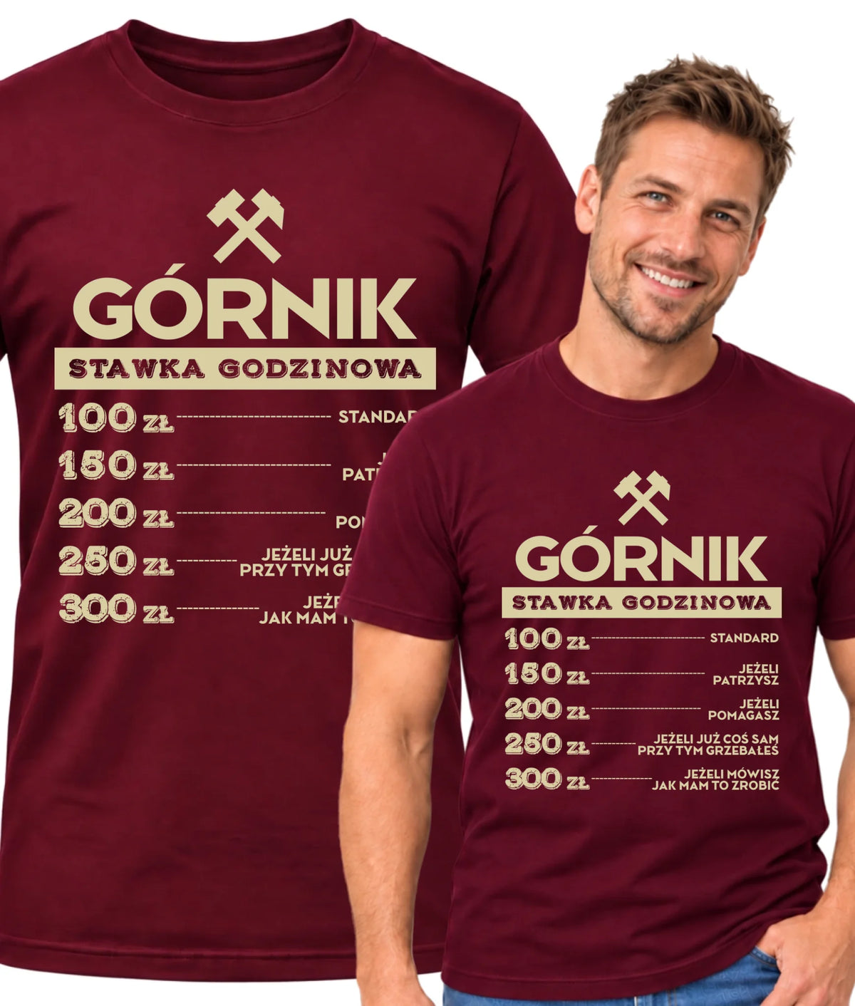 Koszulka męska dla górnika - Stawka godzinowa