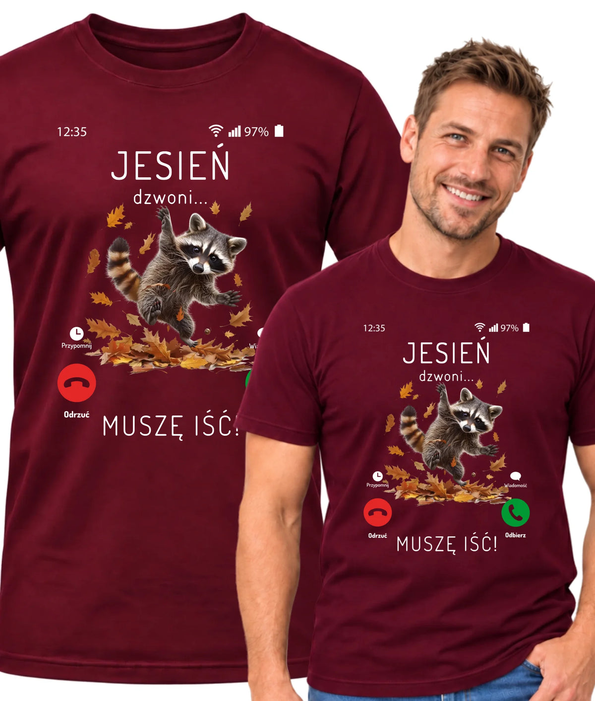 Koszulka męska jesienna - Jesień dzwoni muszę iść JS18