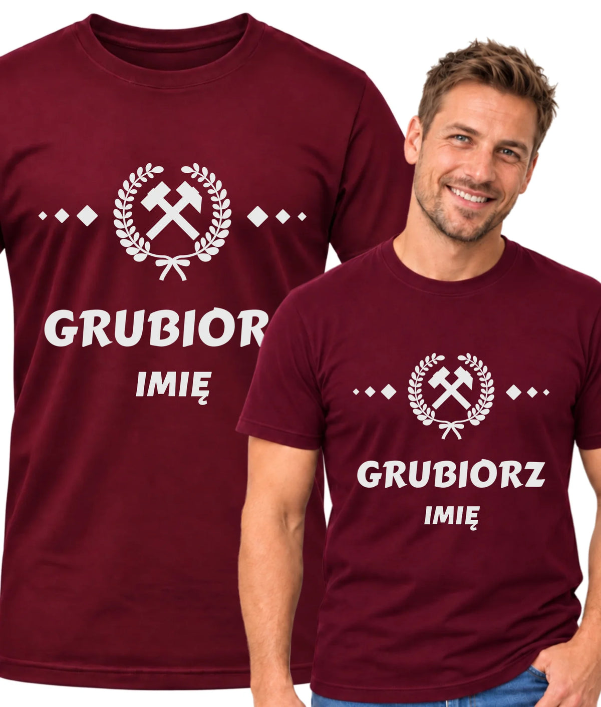 Koszulka męska z imieniem dla górnika - Grubiorz