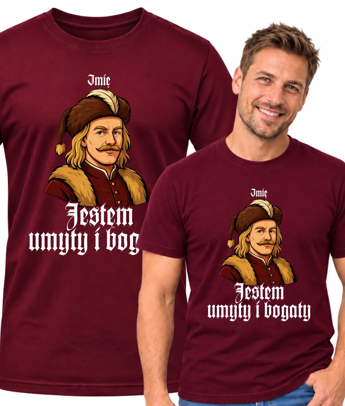 Koszulka męska - Jestem umyty i bogaty - dla fanów serialu 1670 - personalizowana H60