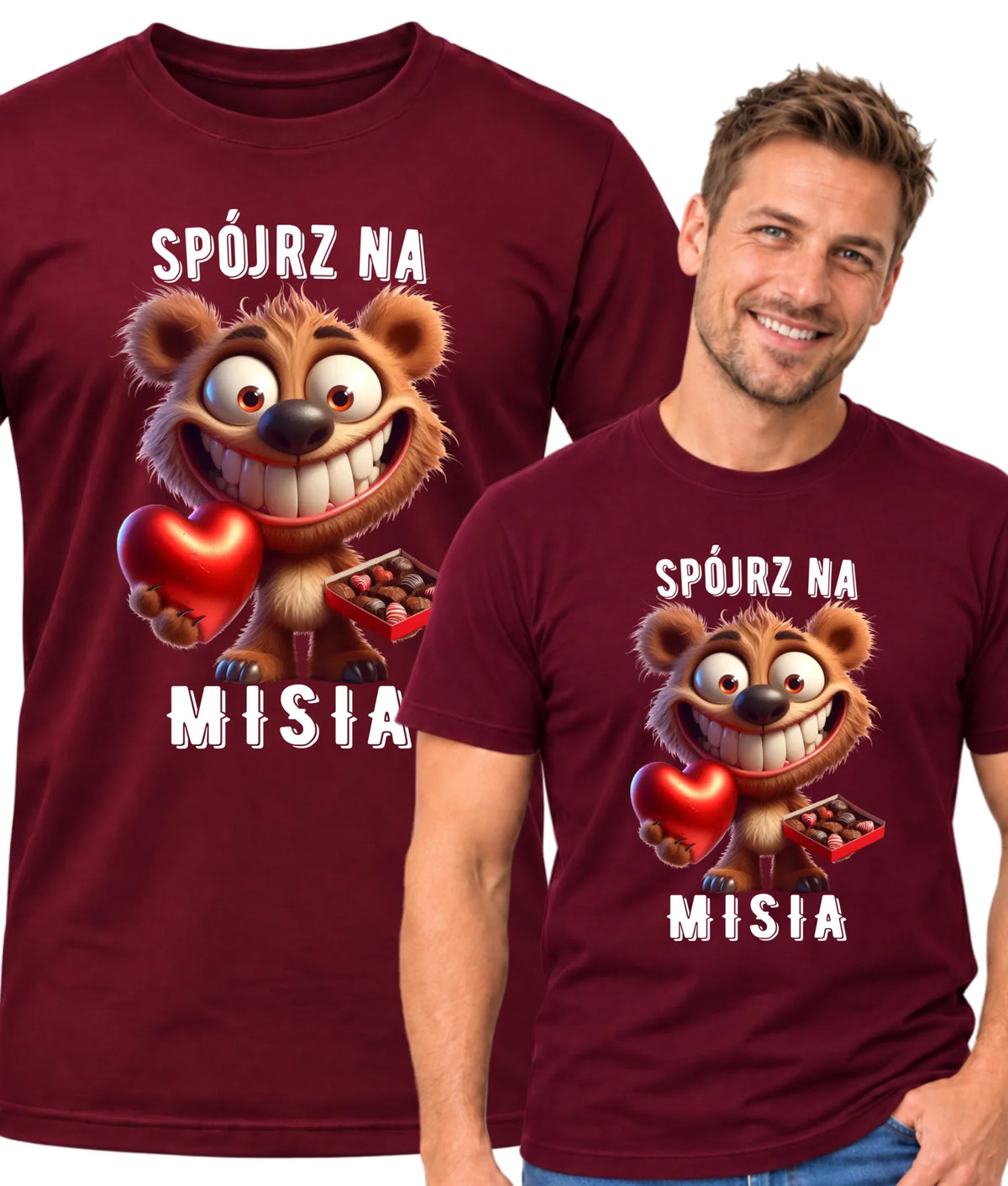 Koszulka męska na Walentynki - Spójrz na Misia W31