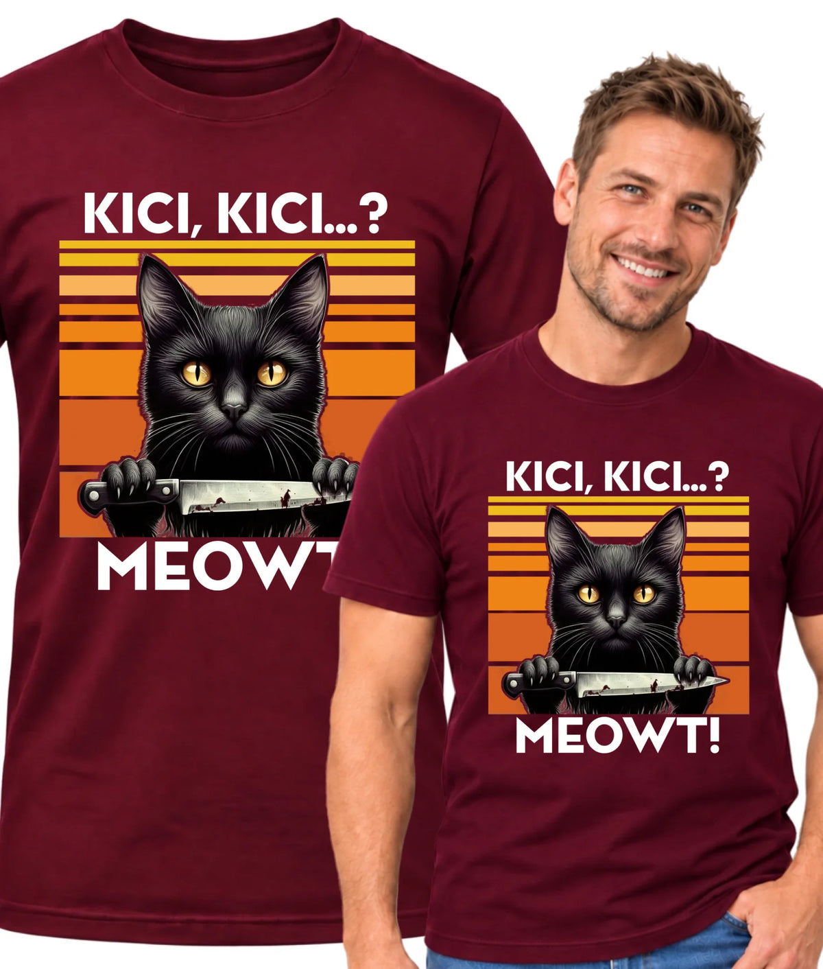 Koszulka męska - Kot z nożem - Kici, kici... MEOWT! HL17