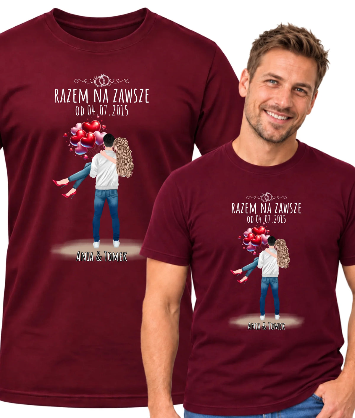 Koszulka męska dla par na rocznicę - Razem na zawsze - personalizowana W14