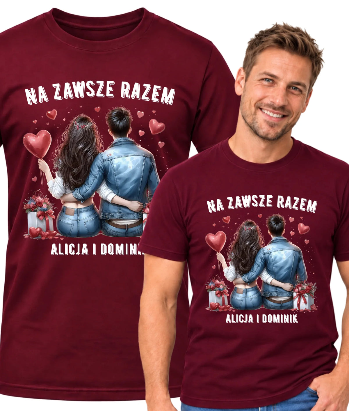 Koszulka męska dla par - Na zawsze razem - personalizowana W07