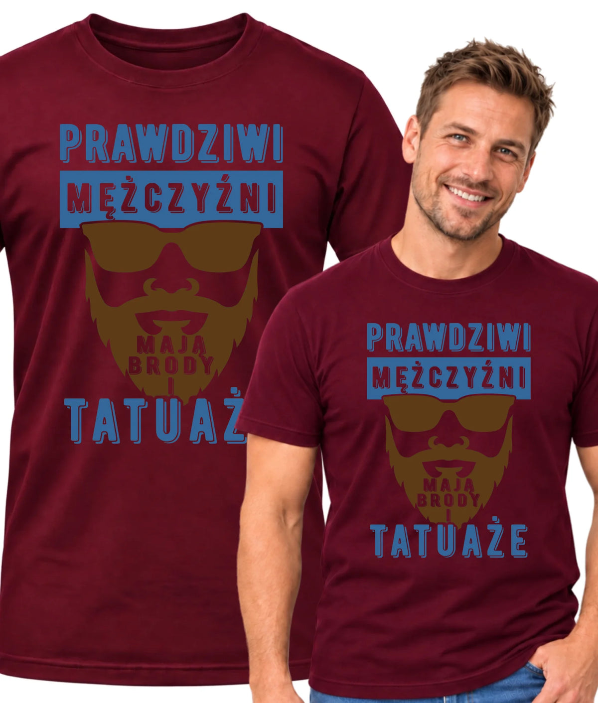 Koszulka męska - Prezent dla faceta - Prawdziwi mężczyźni mają brody i tatuaże DCH22