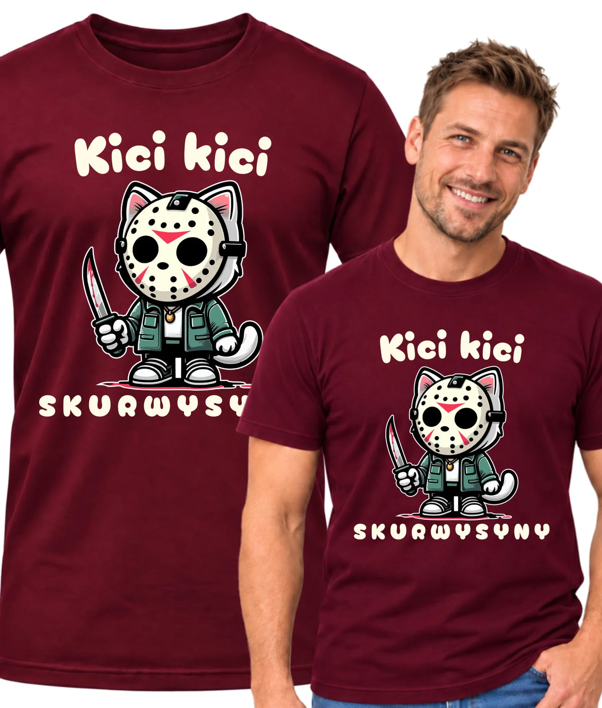 Koszulka męska na Halloween - Kici kici sk*rwysyny - bez cenzury HL28