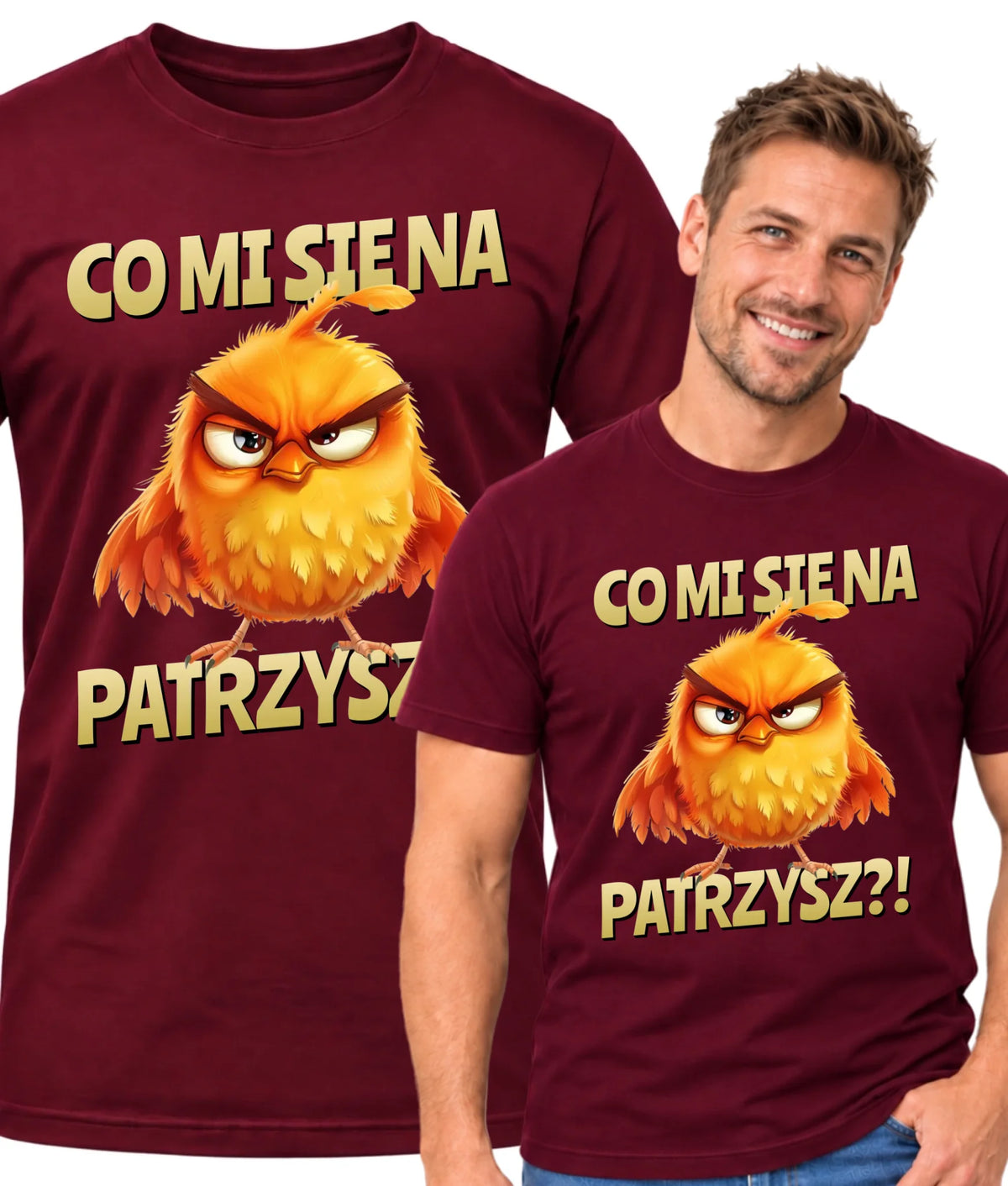 Śmieszna koszulka męska - Prezent dla chłopaka kolegi - Co mi się na ptaka patrzysz DCH24