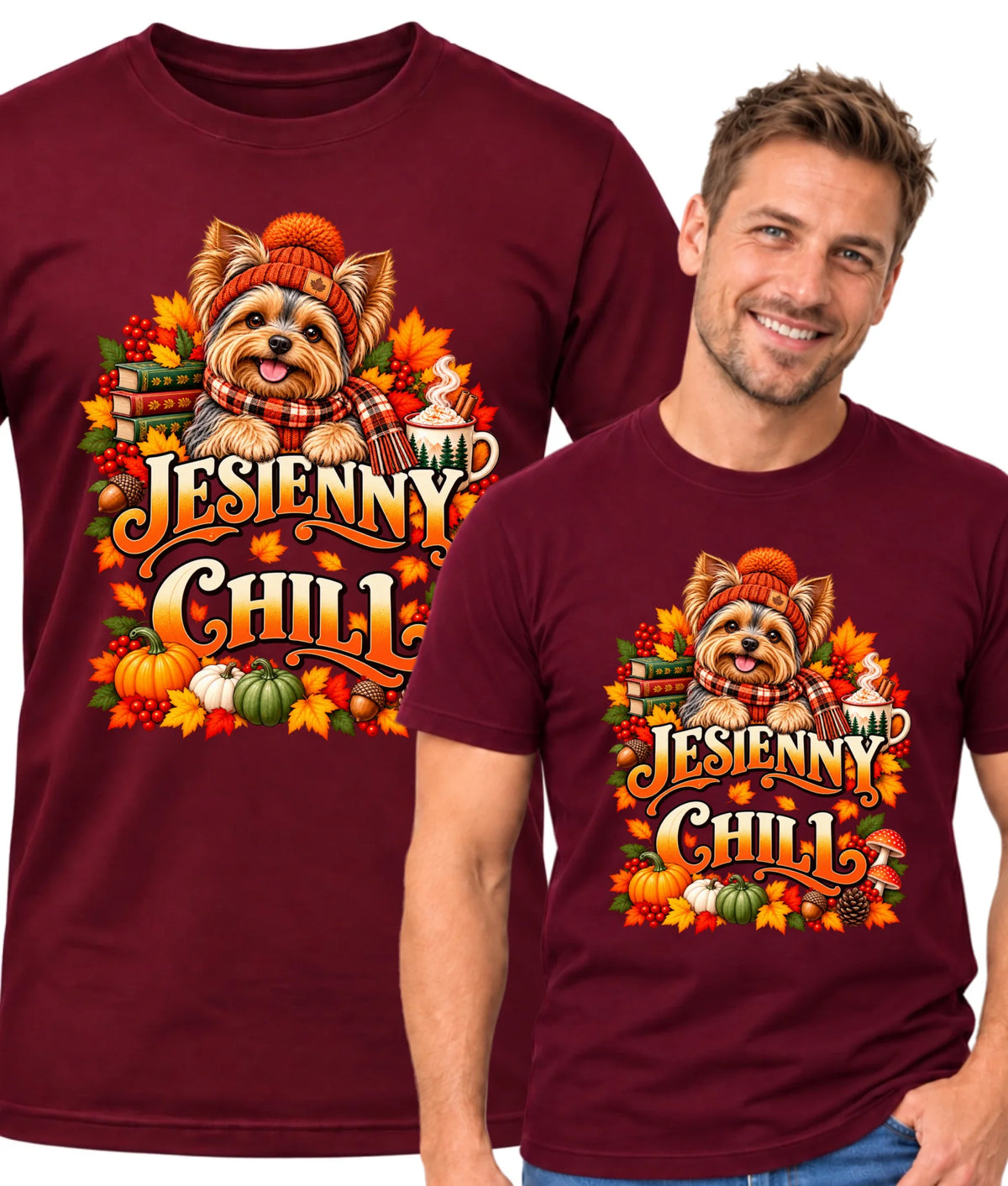 Koszulka męska - Jesienny Chill z Yorkiem