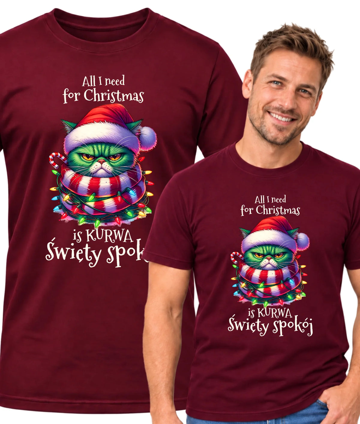 Koszulka męska świąteczna - All I need for Christmas is ku*wa święty spokój - bez cenzury BN101