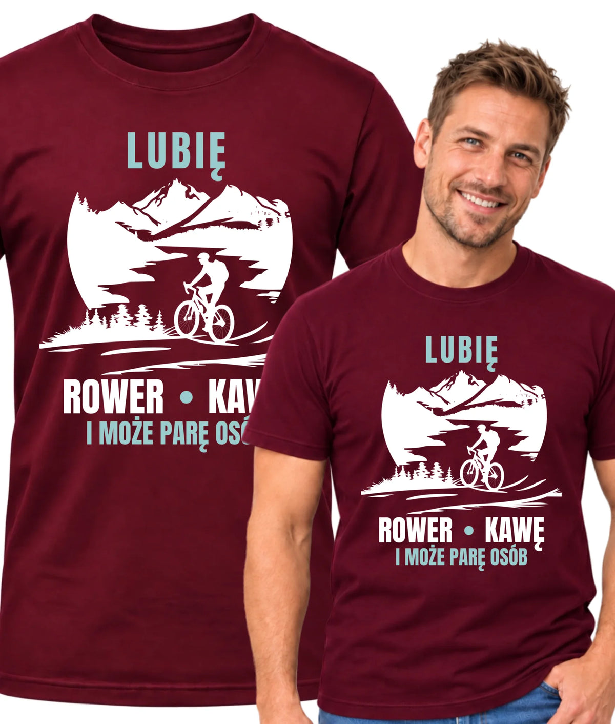 Koszulka męska dla rowerzysty - Lubię rower kawę i może parę osób HR05