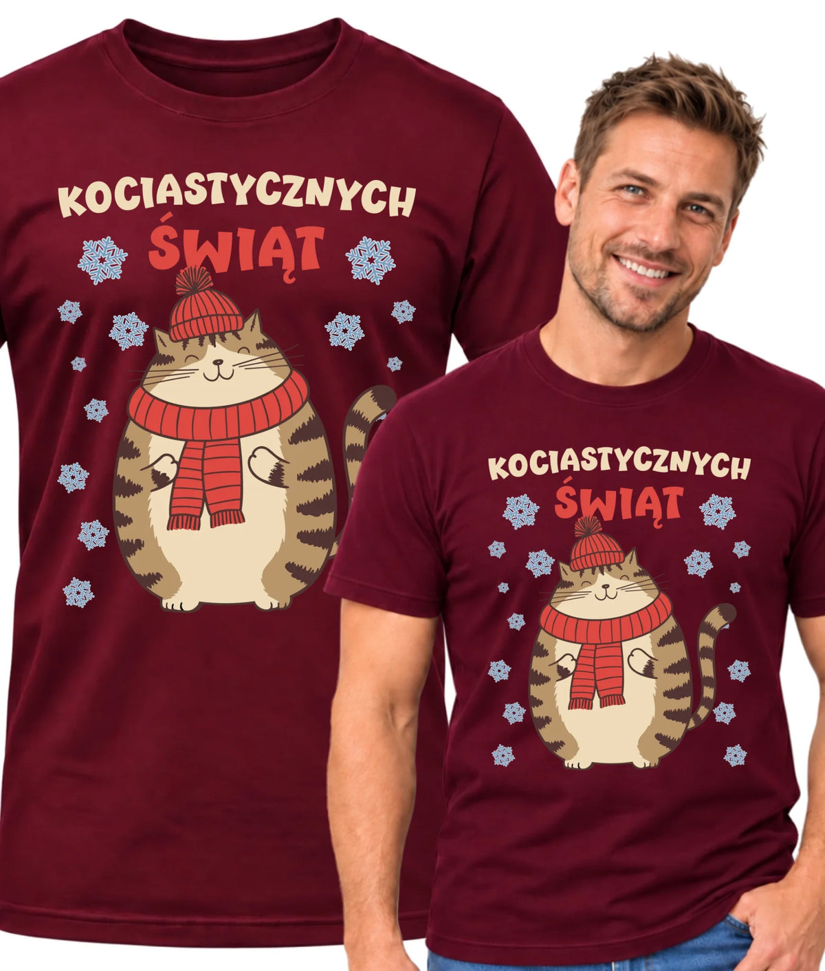 Koszulka męska świąteczna - prezent na święta - Kociastycznych świąt BN154