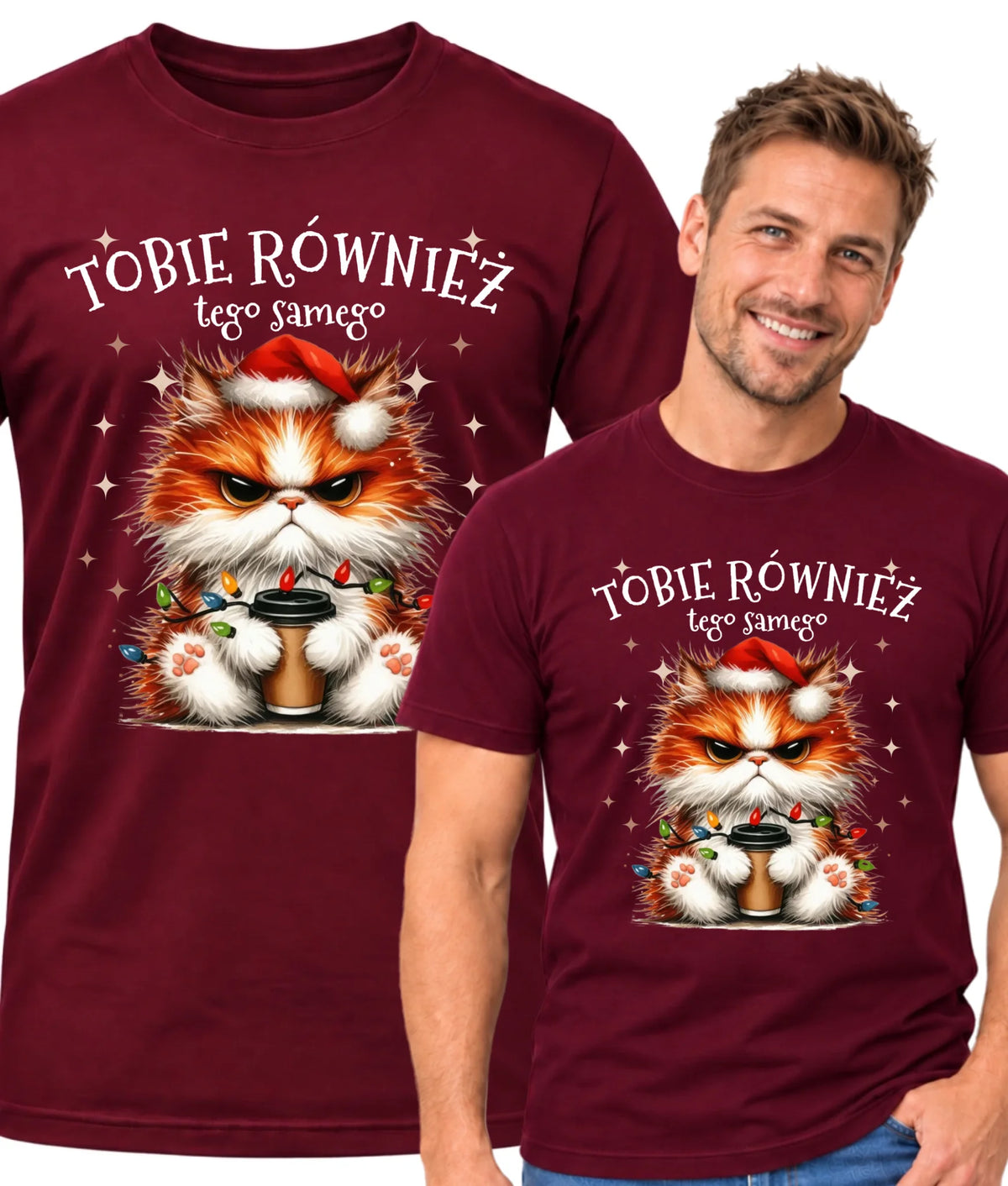 Koszulka męska świąteczna - Grumpy Cat Tobie również tego samego BN32