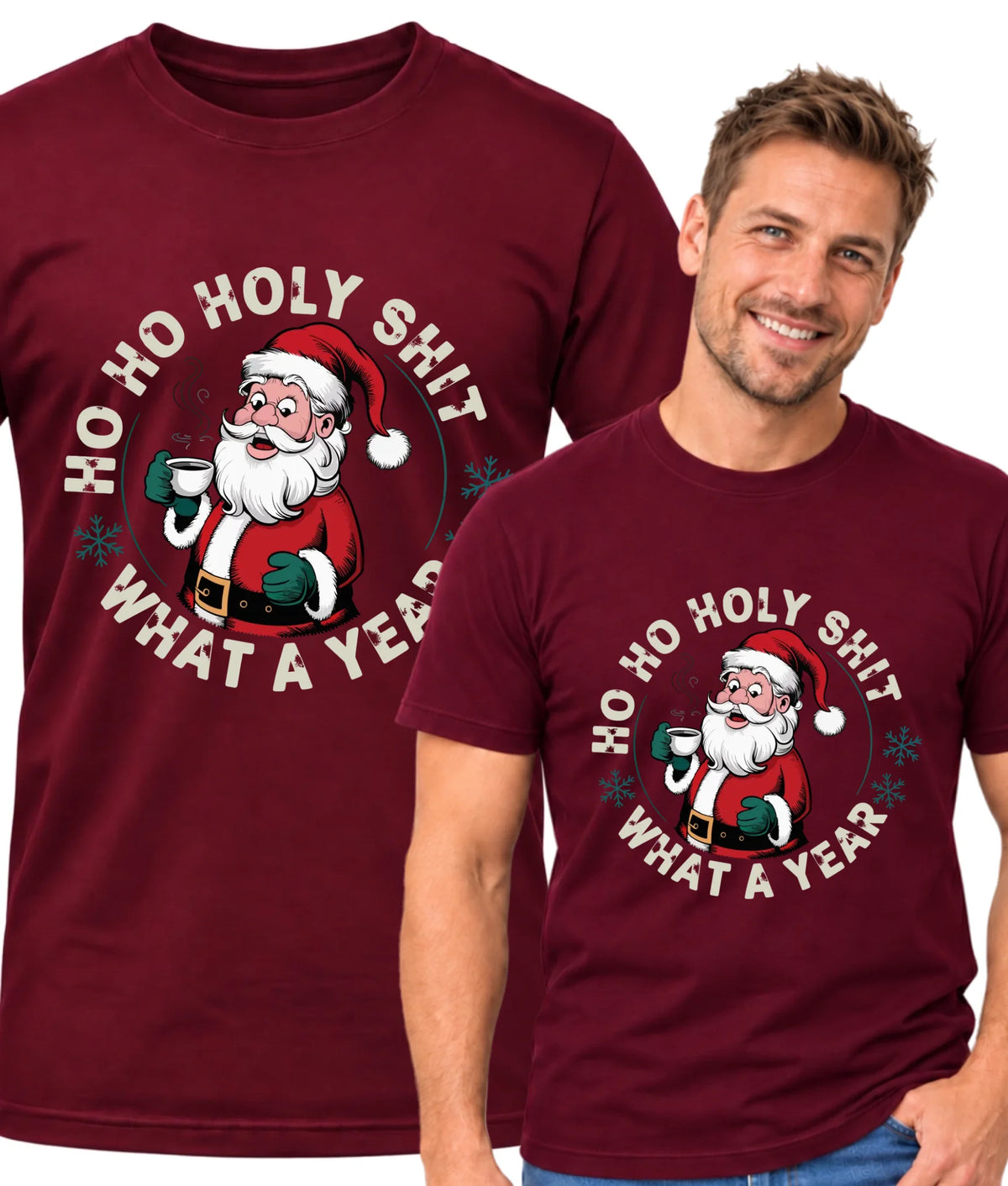 Koszulka męska świąteczna - Ho ho holy shit what a year BN74