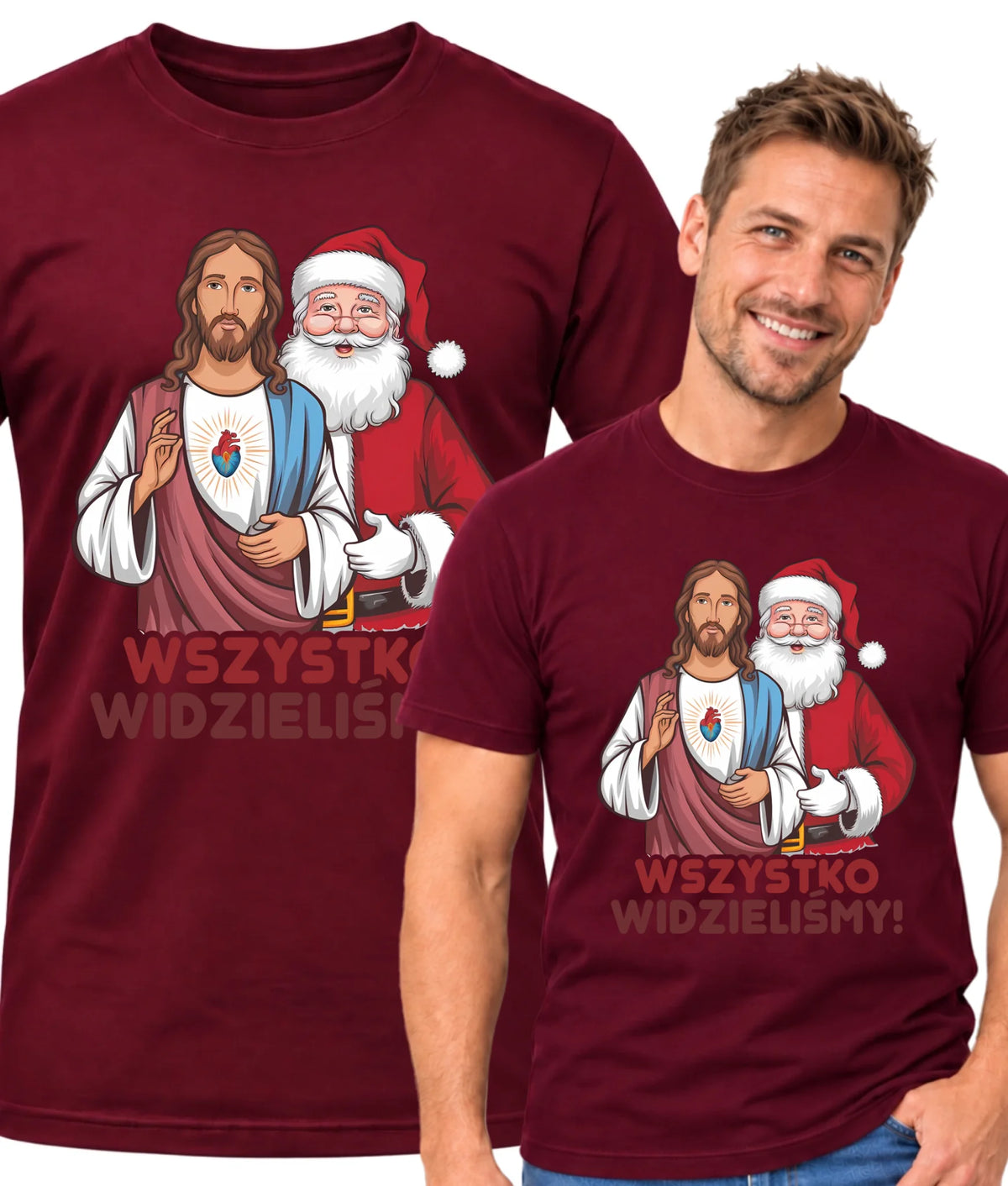 Koszulka męska świąteczna - Jezus i Mikołaj Wszystko widzieliśmy BN89