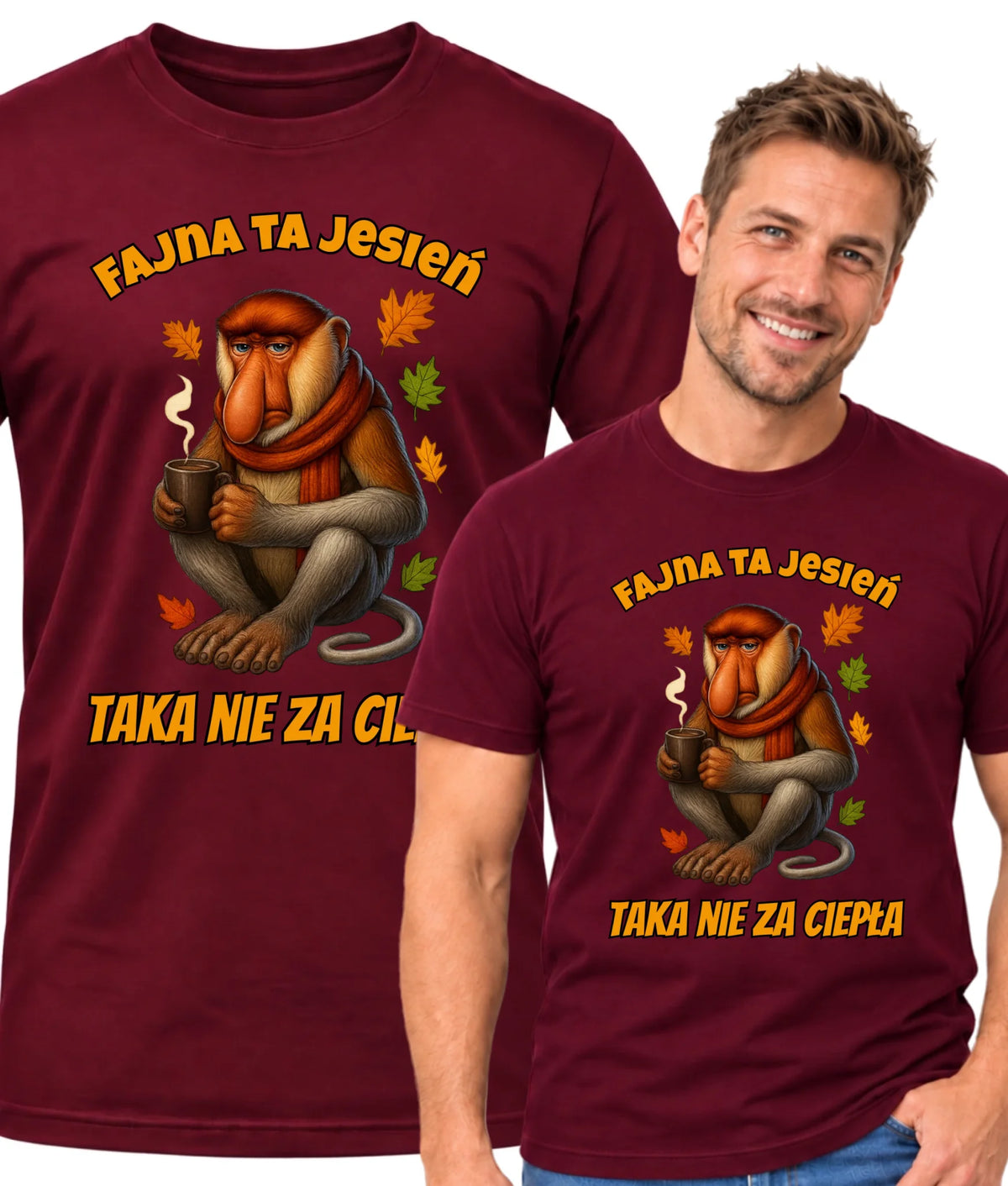 Koszulka męska jesienna - Janusz Nosacz - Fajna ta jesień, taka nie za ciepła JS21