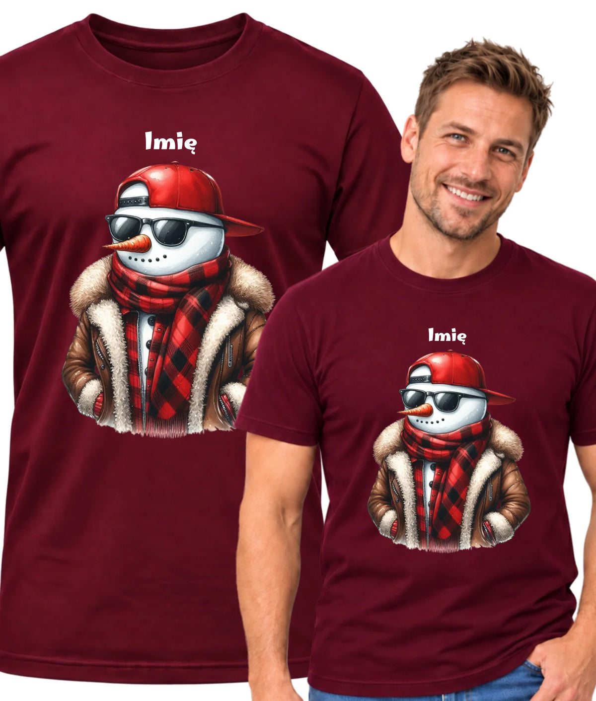 Koszulka męska świąteczna - Stylowy bałwan - personalizowana BN129