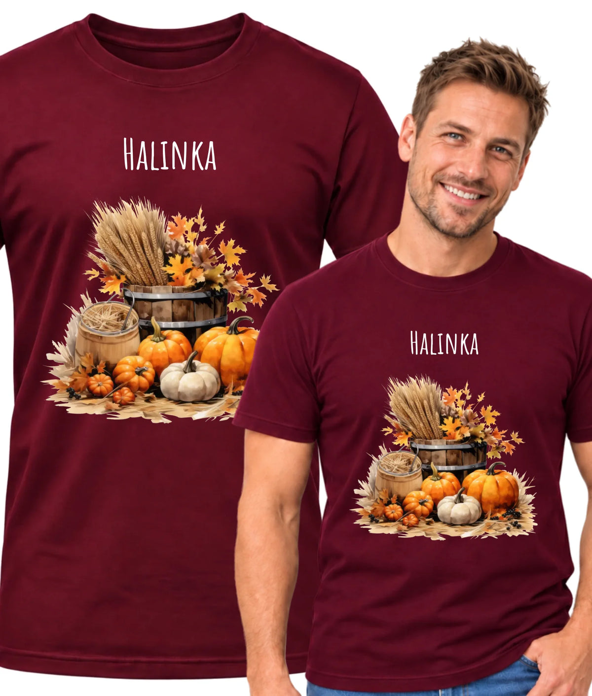 Koszulka męska jesienna z imieniem - Harvest Vibes
