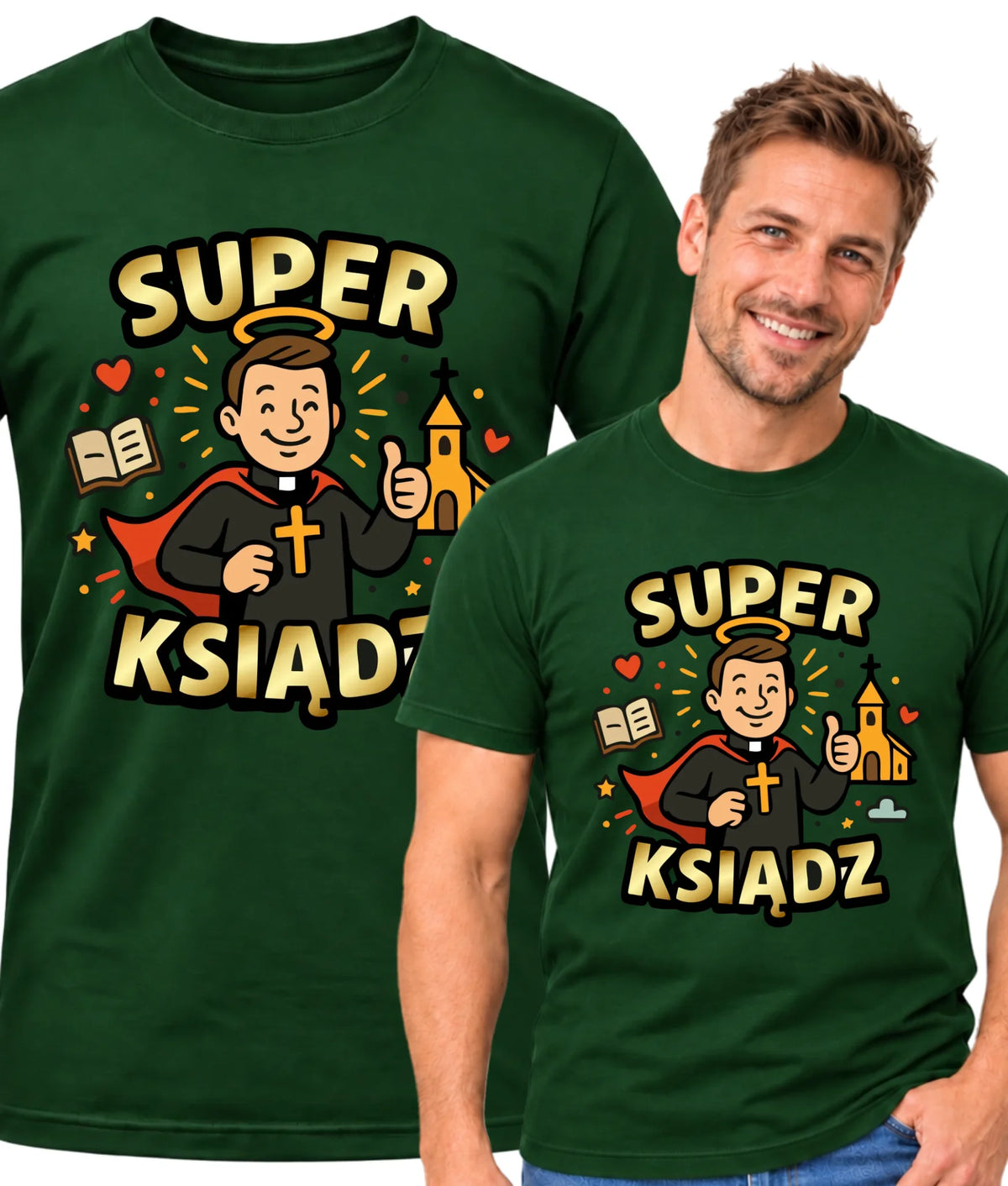 Koszulka męska dla księdza - Super Ksiądz N37
