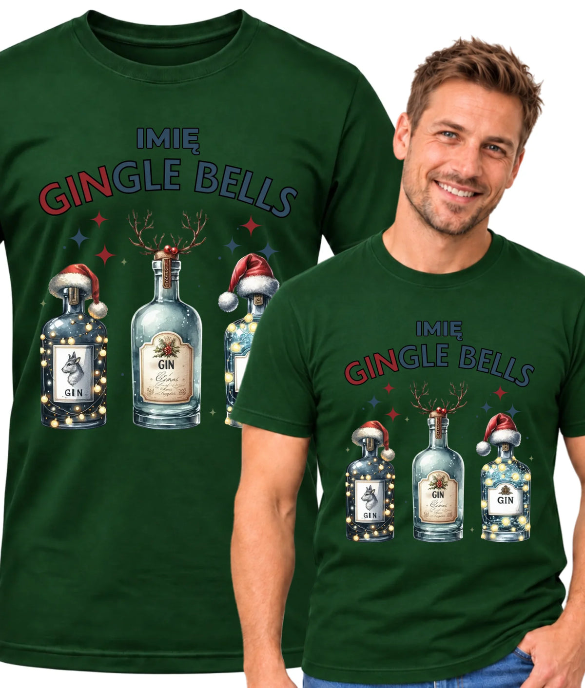 Koszulka męska świąteczna - Gin Gingle bells - personalizowana BN68