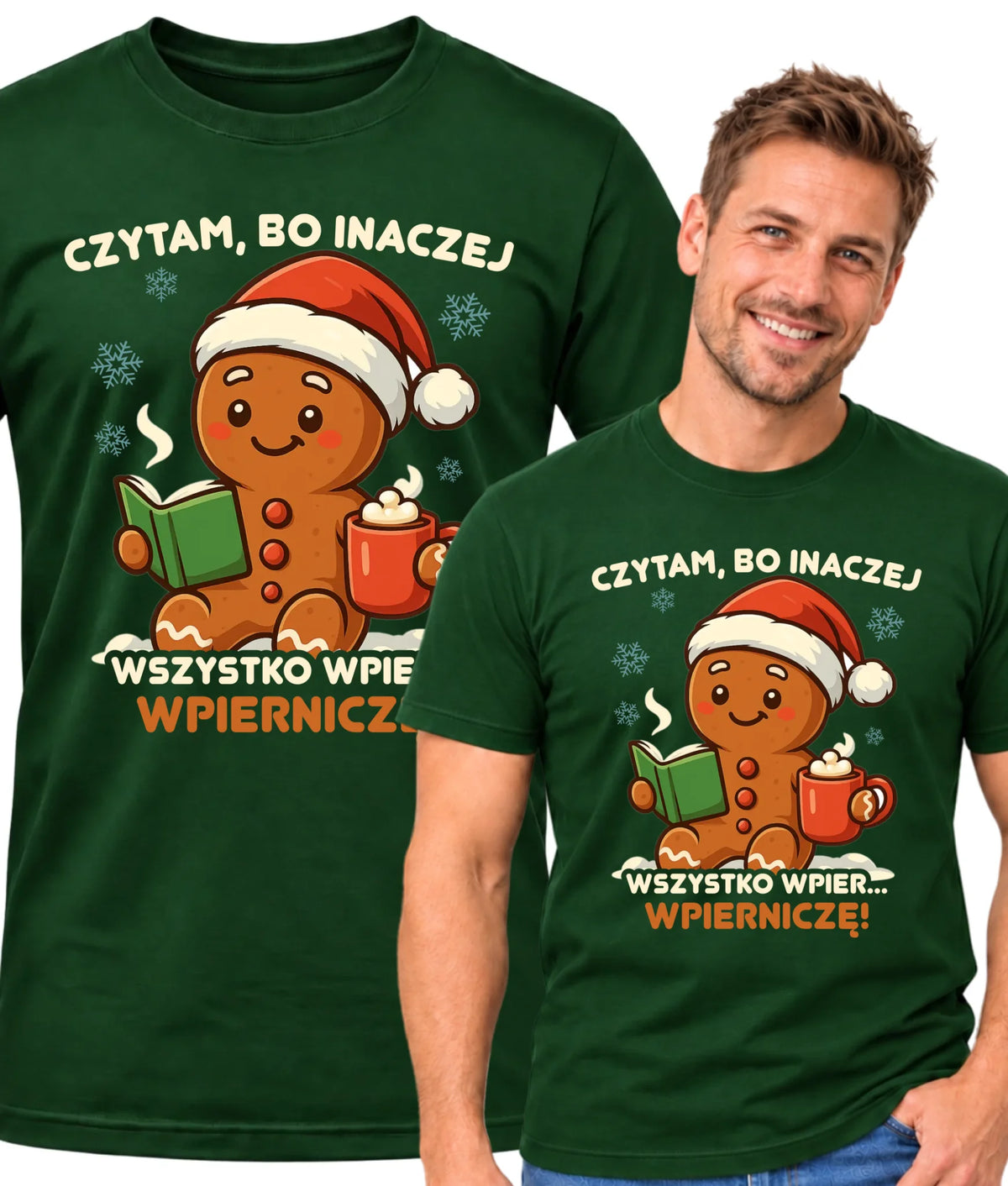 Koszulka męska świąteczna - Czytam, bo inaczej wszystko wpier... wpierniczę BN79
