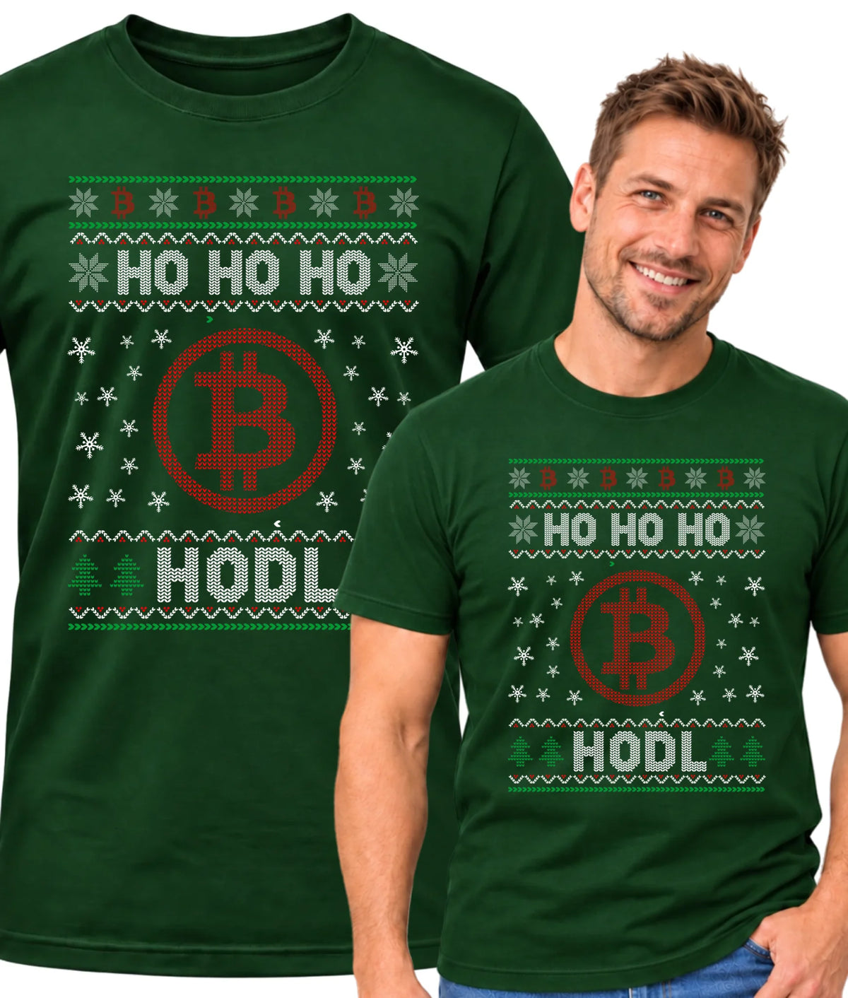 Koszulka męska świąteczna - Bitcoin - Ho Ho hodl BN103