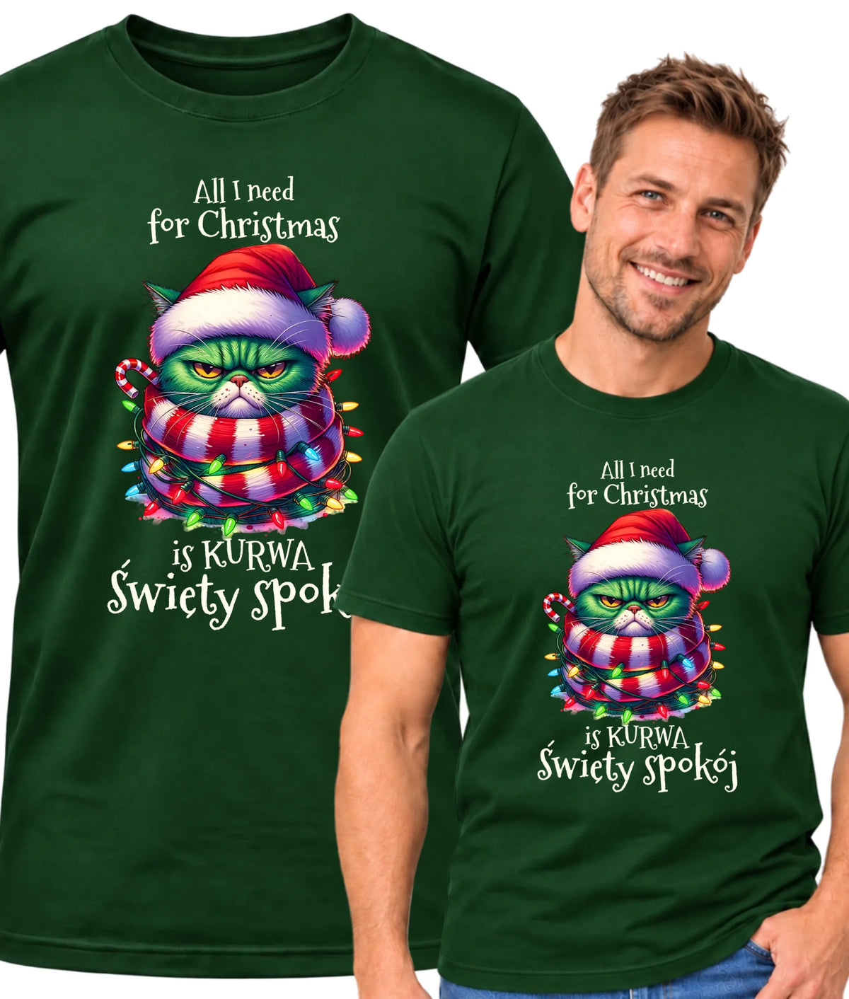 Koszulka męska świąteczna - All I need for Christmas is ku*wa święty spokój - bez cenzury BN101