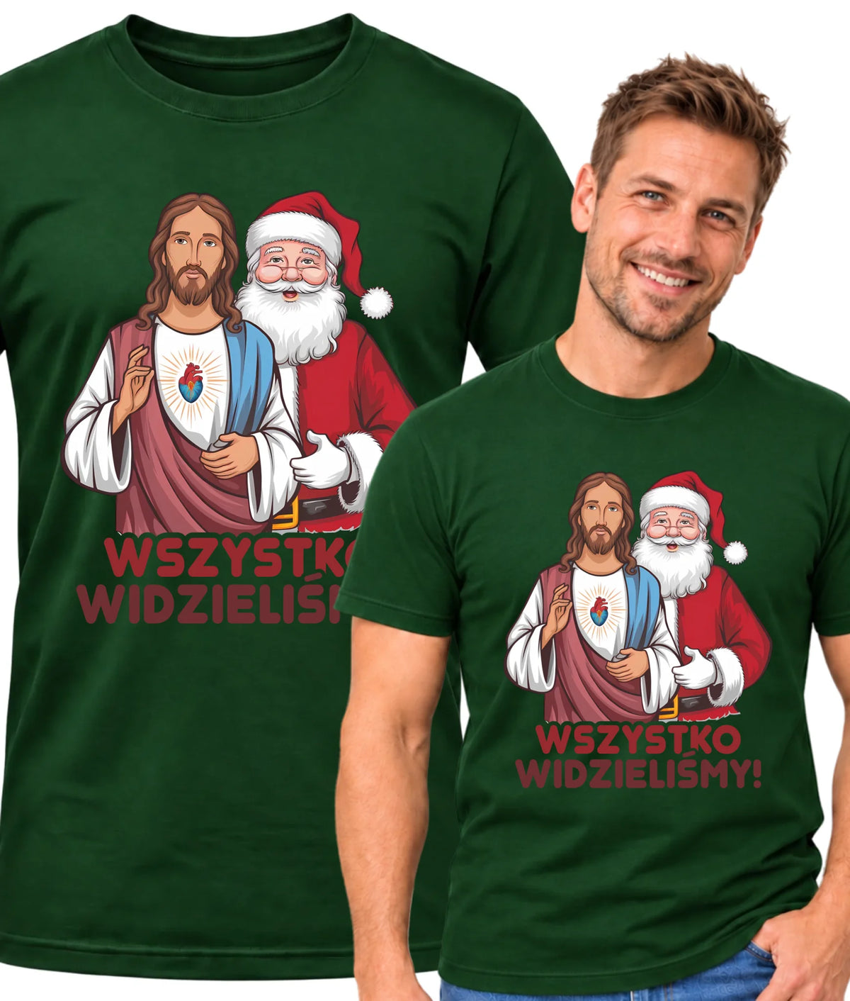 Koszulka męska świąteczna - Jezus i Mikołaj Wszystko widzieliśmy BN89
