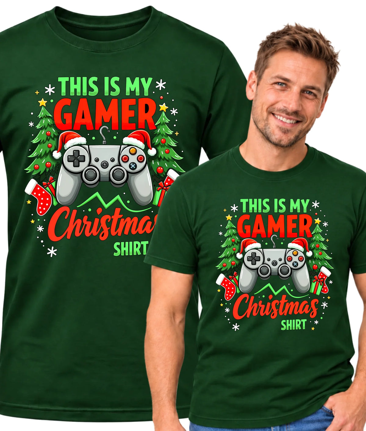 Koszulka męska świąteczna - prezent dla gracza - Gamer Christmas T-shirt BN135
