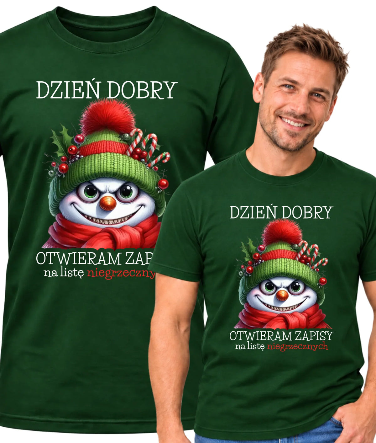 Koszulka męska świąteczna - Niegrzeczny bałwan - Dzień dobry otwieram zapisy na listę BN121