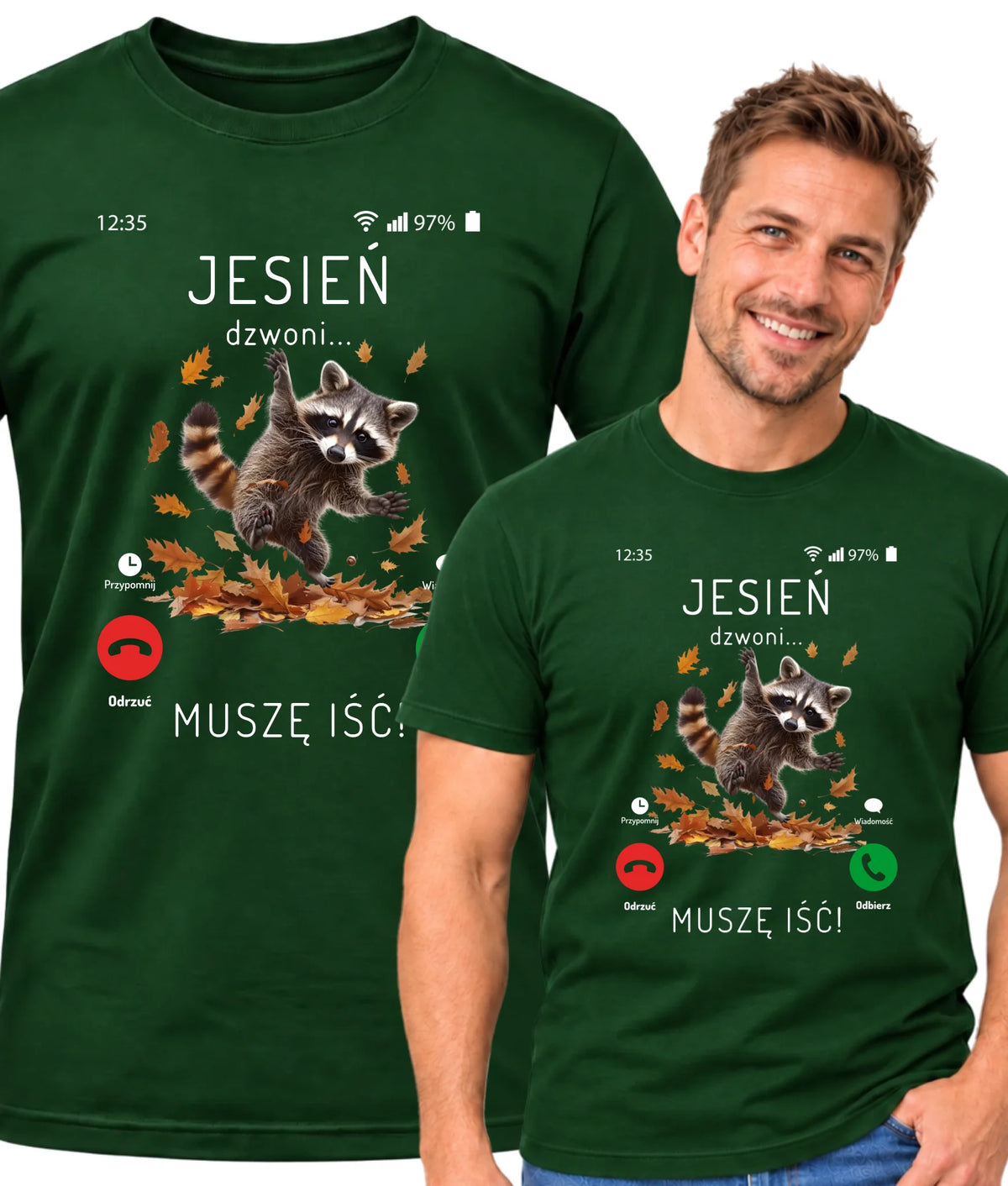 Koszulka męska jesienna - Jesień dzwoni muszę iść JS18
